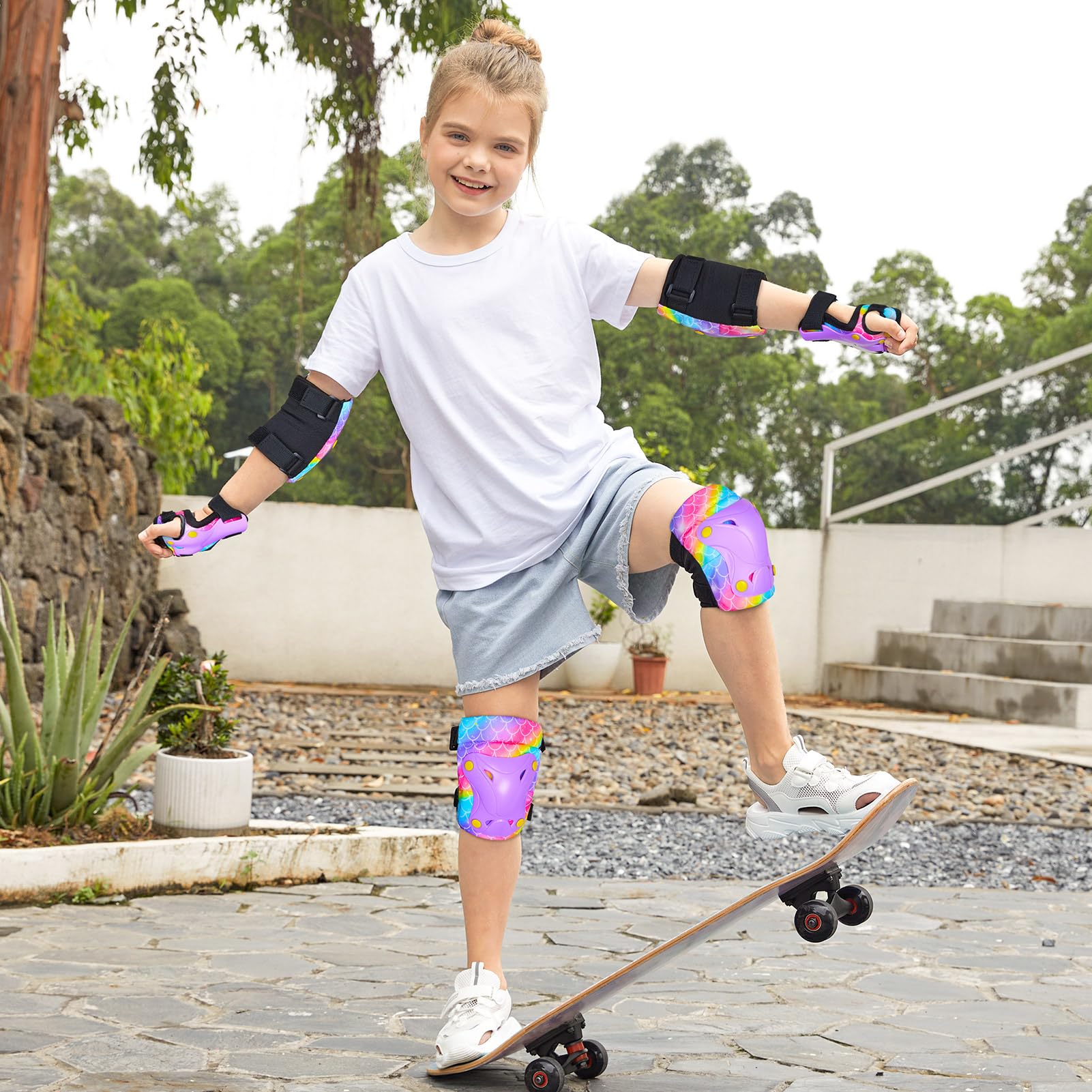 Set Protezioni Skateboard JSTHHTT Per Bambini - Ginocchiere, Gomitiere, Polsiere, Regolabile - Foto 6