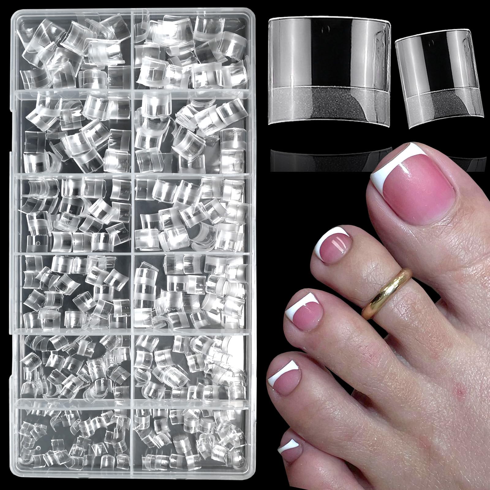 Amazon.com: LuckForever 600pc French Tips Toenail Tips Short