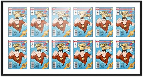 Miniatura 288 de Poster Palooza Marco de cómic con paspartú para 4 cómics de la era actual publicado después de 1985, marco de cómic negro para cómics de 6.875 x