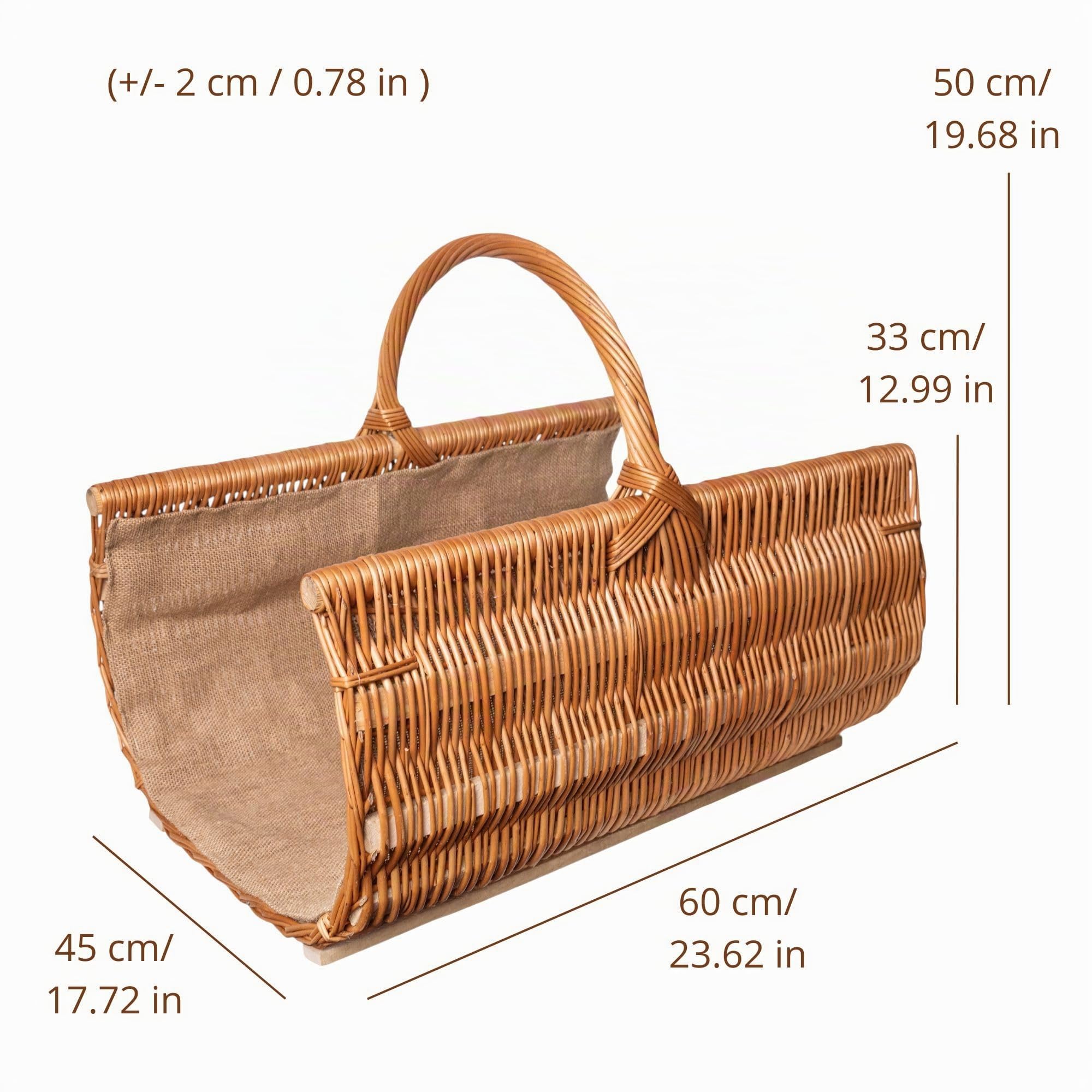 Creative Home Cesta de Mimbre para Almacenar Leña 60x45x50cm (+/-2cm)