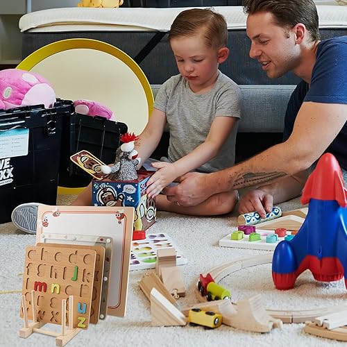 Miniatura 6 de Soporte de exhibición de rompecabezas de madera, 2 piezas, soporte para rompecabezas de madera, estante de almacenamiento de rompecabezas para niños