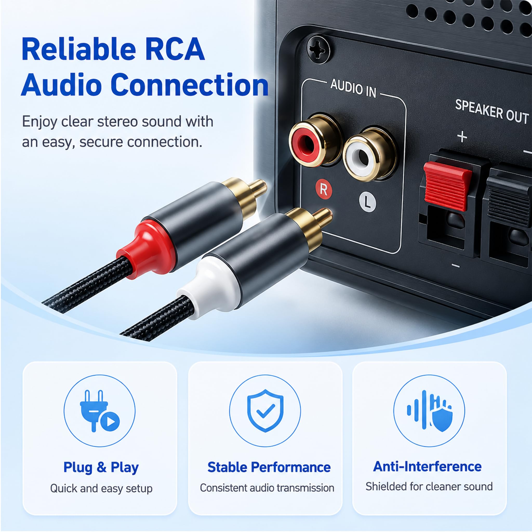3.5mm Klinke auf Cinch Kabel, Klinke 3.5mm auf 2 Cinch Kabel 2m, Stereo Audio AUX Kabel Vergoldete Stecker, RCA Adapterkabel für TV PC Handy Lautsprecher Autoradio Verstärker Soundbar Nylonkabel