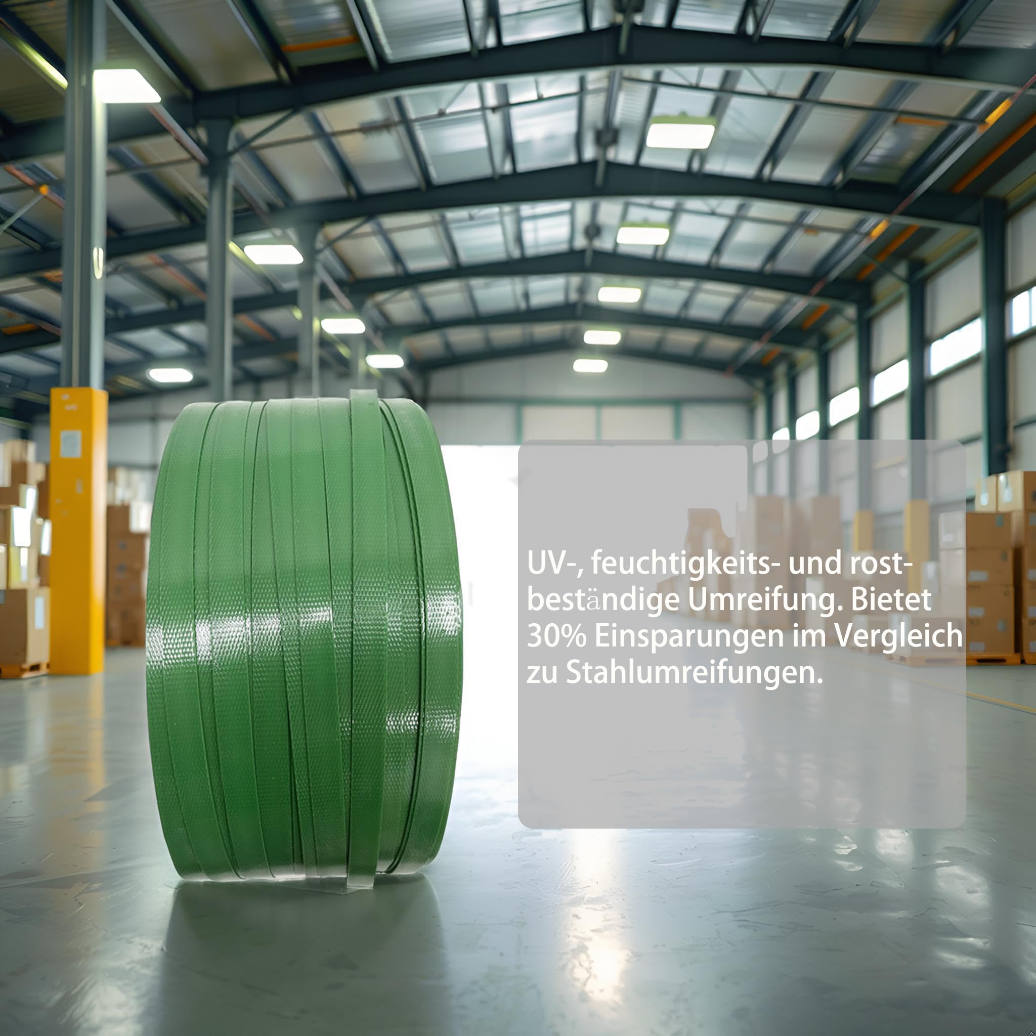 PET Verpackungsbänder 250m 16mm 650kg Bruchfestigkeit grün Umreifungsband