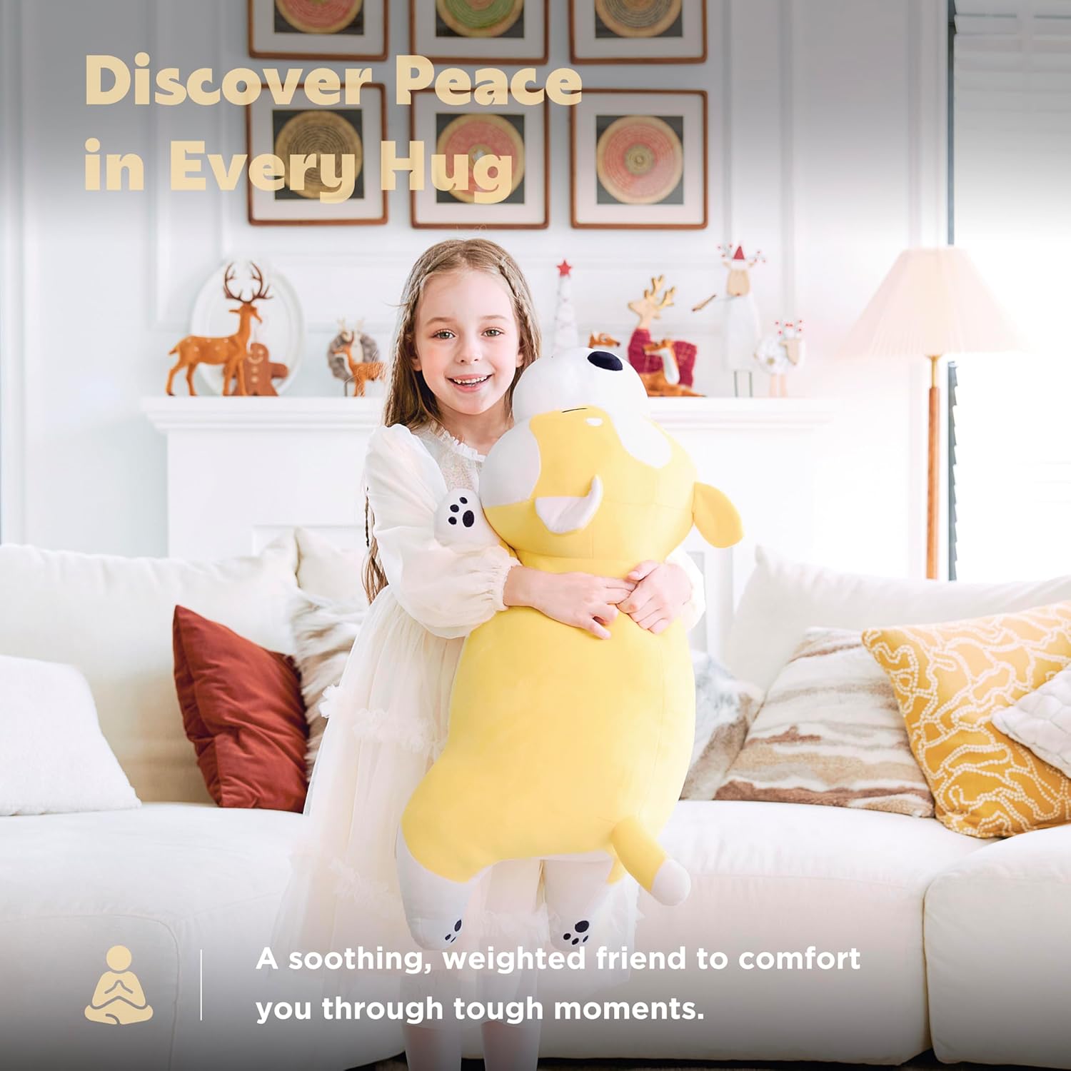 IKASA 5lbs Weighted Stuffed Animal Corgi Dog Plush Toy,28 inches Giant Large Big Soft Jumbo Puppy,Huge Size Cute Fat Plushie,Gift for Kids - Image 6