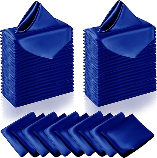 Manyshofu 60 Pieces Royal Blue Satin Napkins 20x20 Inches