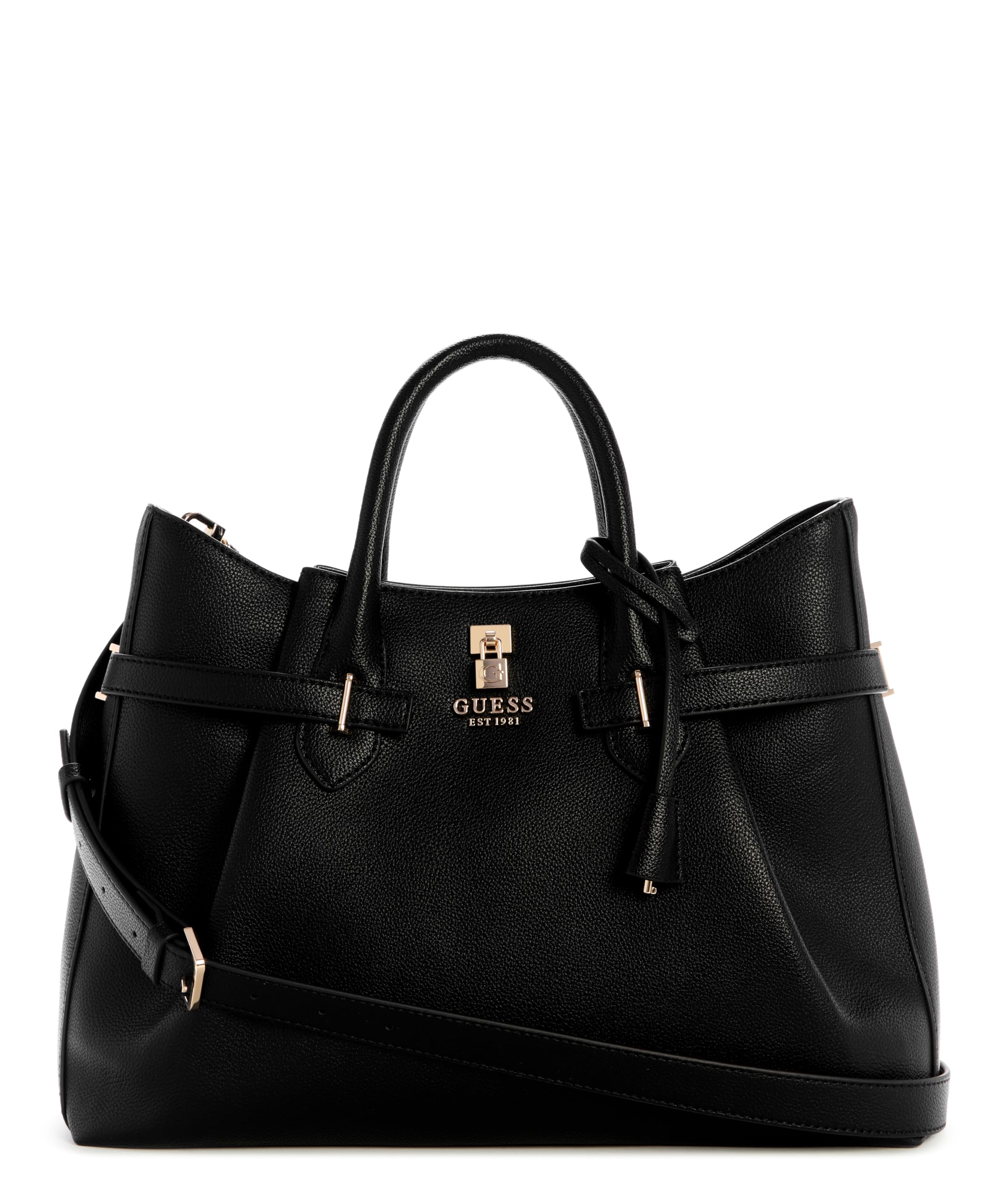 GUESS Damen Yesba Girlfriend Satchel Schwarz – Schwarz 15 x 5 x 11 cm