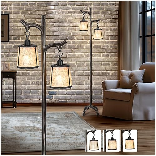 68" Farmhouse Floor Lamp with Mica Shade for Living Room - Mica Shade
