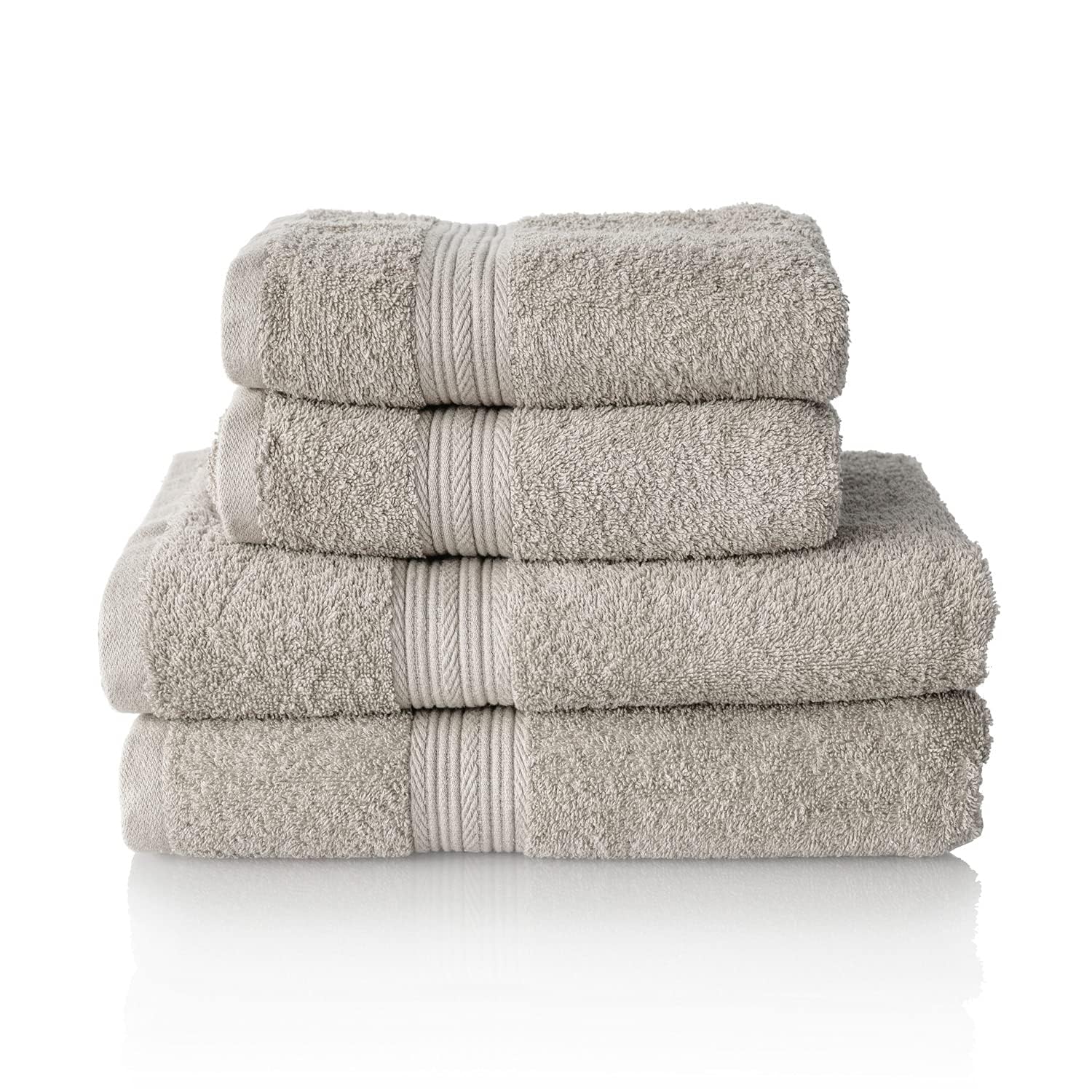 ALCLEAR Juego de Toallas de Rizo prémium en 6 Colores y 5 tamaños 2 Toallas de Ducha de 70 x 140 cm y 2 Toallas de Ducha de 50 x 100, Gris Plata, Oeko-Tex Standard 100