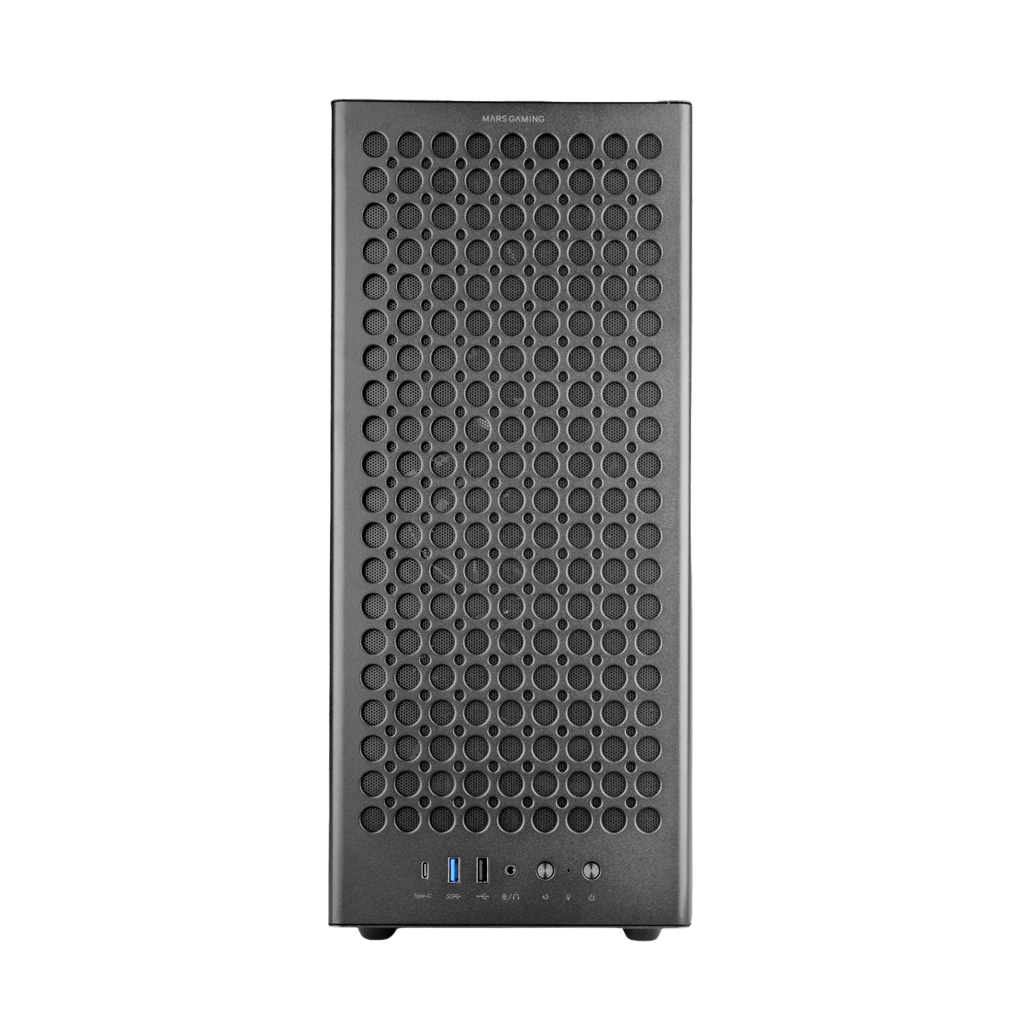 Mars Gaming MC-T800, Caja Gaming ATX, 4X Ventiladores FDB 120mm Ultrasilenciosos, Panel Frontal Airdot Mesh, Ventana Lateral de Cristal Templado, Semitorre PC con Sistema CableHatch, USB-C, Negro