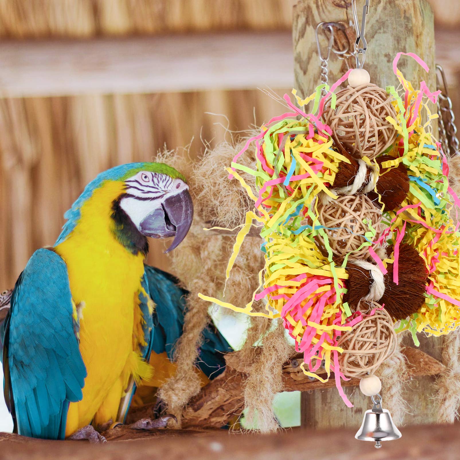 minkissy 9stücke Teiliges Papageien Spielzeug Hängendes Kauspielzeug Aus Naturholz Für Vögel Kreatives Design Zur Reduzierung Von Langeweile Installieren Sichere Materialien Für