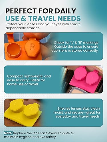 Miniatura 7 de Lentes de contacto de almacenamiento de viaje Flip Top Flat Cases ligeros, portátiles, diseño distintivo, lindo almacenamiento a granel con colores