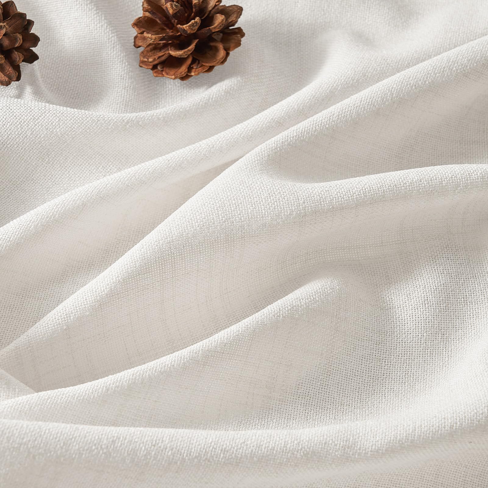 MRTREES Tenda Lino Semitrasparente per Interni Moderne Soggiorno Salotto 2 Pezzi, 140x122 CM, Raffinata Tenda Corta con Occhielli per Casa Camera da Letto Cameretta Finestre, Avorio