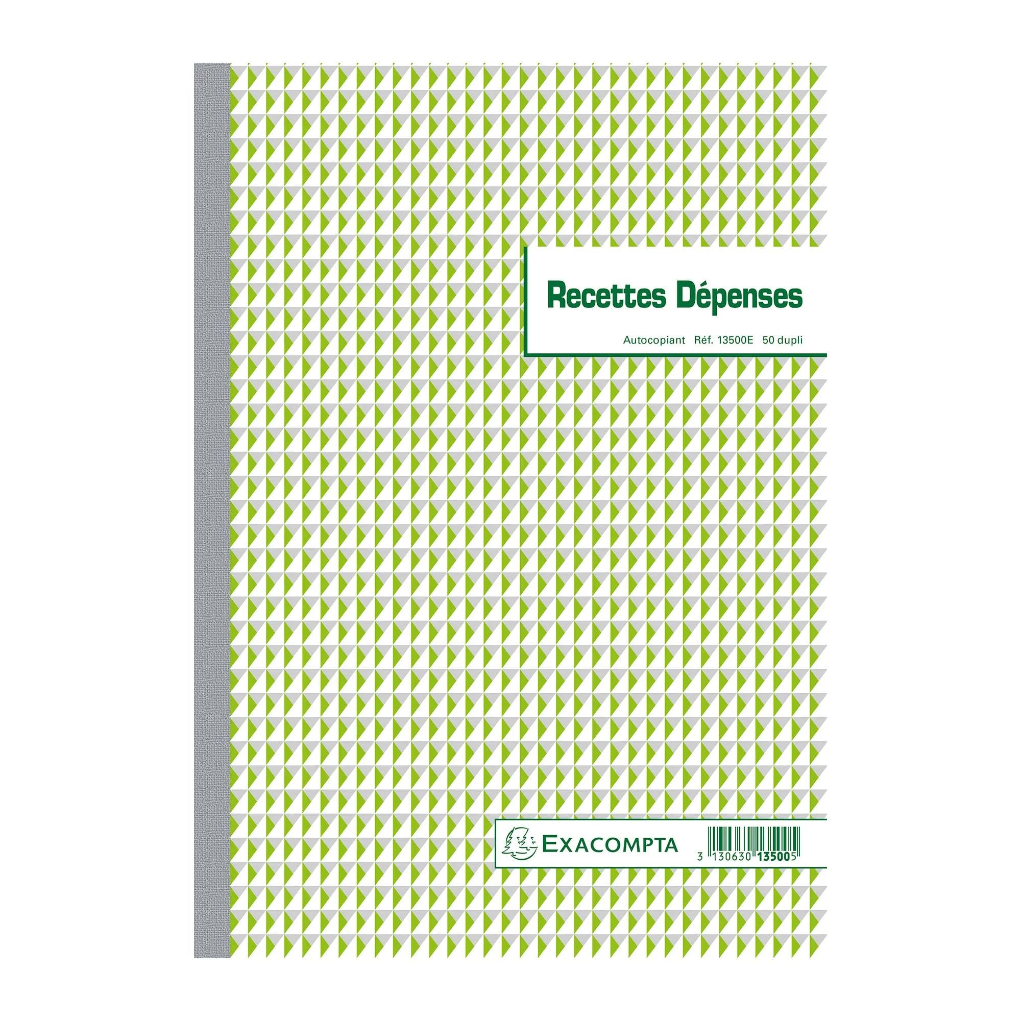 Exacompta - Ref. 13500AE - 1 Manifold RECEIPTS EXPENSES - 50 numbered carbonless sheets in 2 copies (1 original + 1 copy) - A4 format - FSC certified - made in France