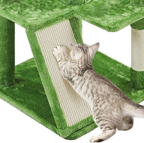 Miniatura 7 de Topeakmart Árbol para gatos, torre de árbol para gatos de interior de 57 pulgadas con cesta superior, tabla de rascar de sisal y bola de dalling,