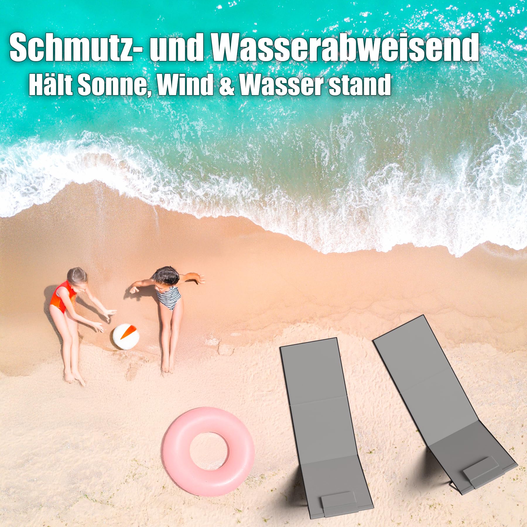 BigDean Strandliege 2er Set Strandstuhl klappbar leicht nur 1,3 kg - Strandmatte tragbar und gepolstert
