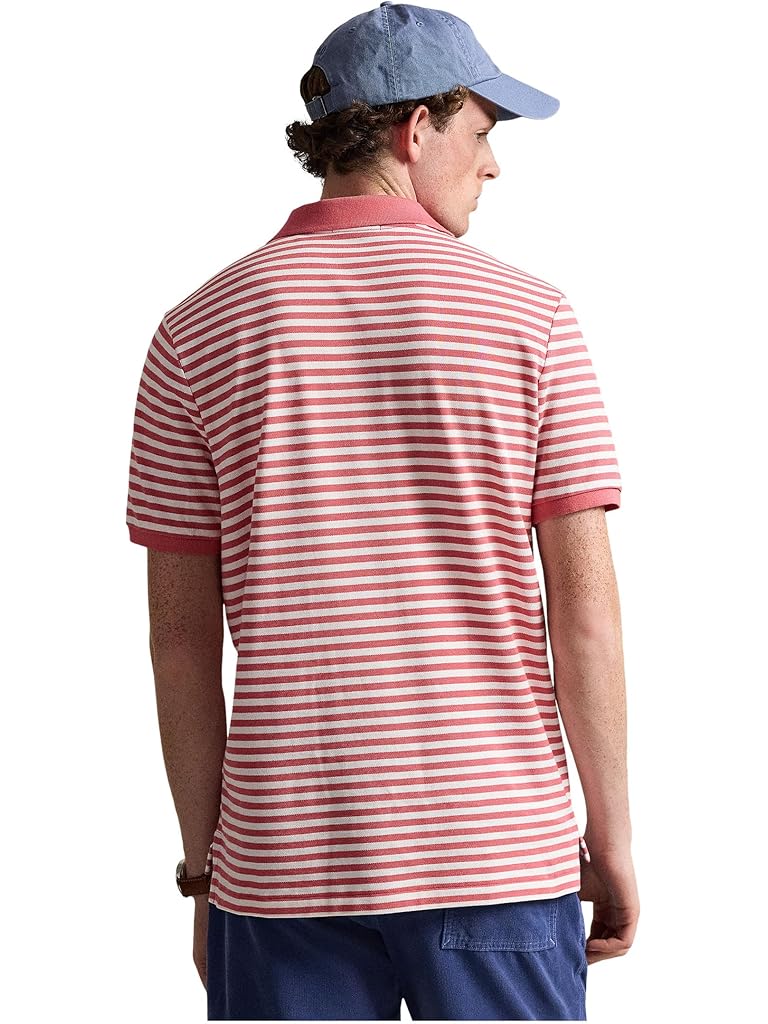 Red Polo Ralph Lauren Classic Fit Striped Mesh Polo Shirt