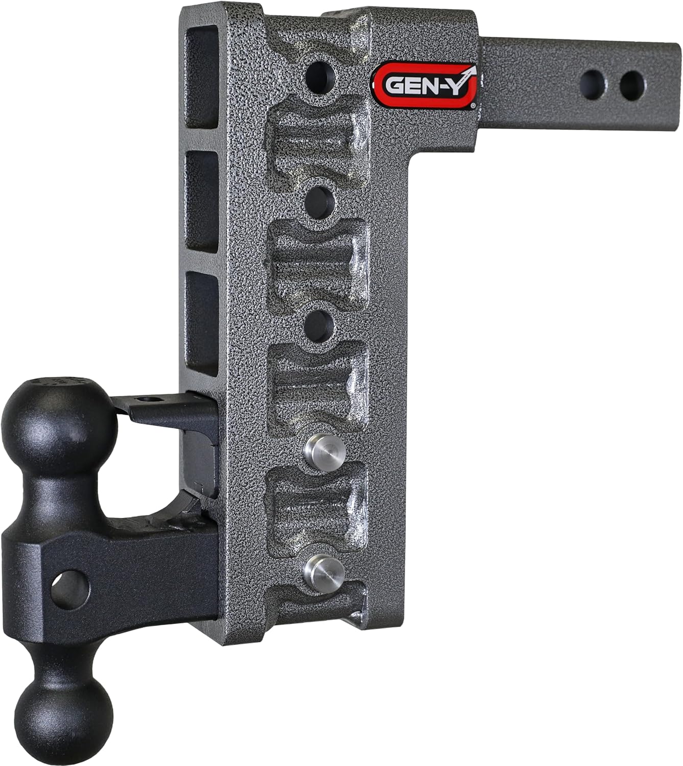 GEN-Y Hitch Tow Hitch for 2" Receiver - 10" Drop/Rise with 5 Adjustable Positions, Includes Dual Ball Mount, Pintle Lock and 2 Locking Pins, 16,000 lbs Towing Capacity, 2,000 lbs Tongue Weight