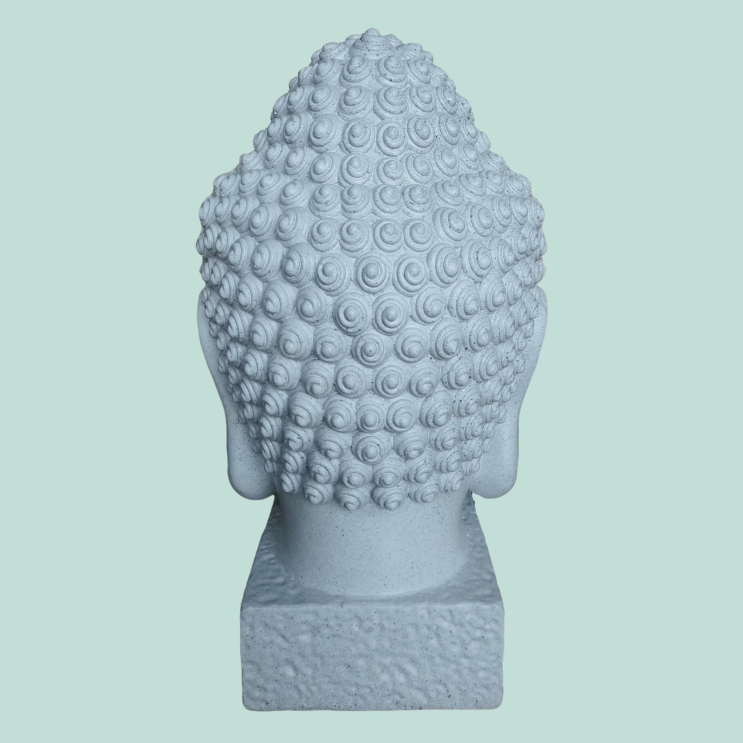 Relaxdays Cabeza de Buda 70x45x45 cm - decoración Zen salón/jardín, Resistente a la Intemperie y heladas, Blanca