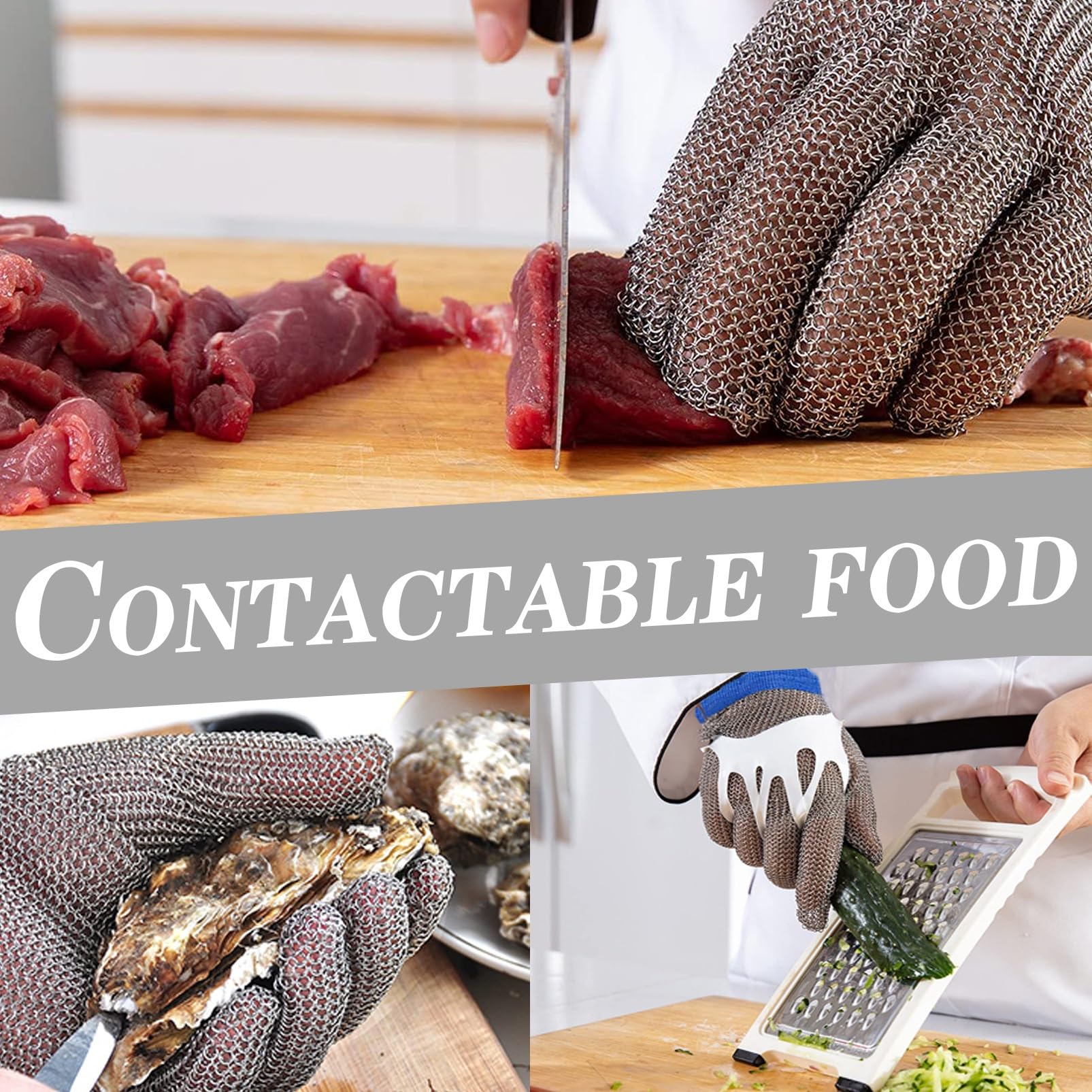 Guantes de Trabajo Anticorte 2pcs Breathable Cut Resistant Gloves, Level 9 Protection Kitchen Restaurant Slaughterhouse Anti Knife Gloves(/M)