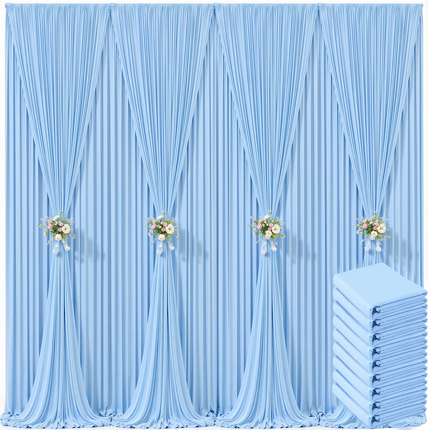 40ft x 10ft Ivory Backdrop Curtain for Wedding Ivory Wrinkle Free Backdrop Drapes Panels for Parties Baby Shower Bridal Shower Birthday Photo Photography Polyester Fabric Background Decoration — view 17