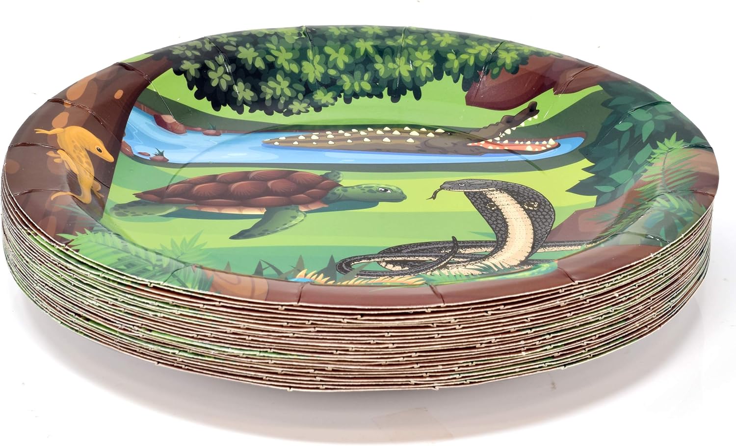 Gift Boutique 122 Pcs Reptile Lizard Snake Party Supplies Set Paper Plates Cup Napkin for Wildlife Turtle Wilderness Jungle Birthday Disposable Dinnerware Serves 24 - Image 2