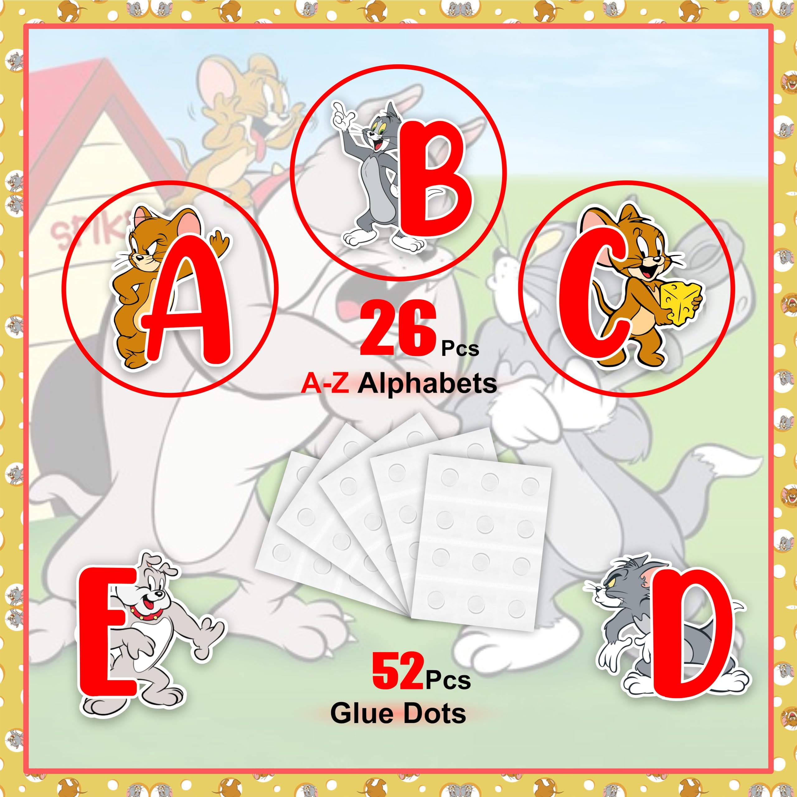 Seyal® Tom & Jery A - Z Alphabet Wall Sticker, Tom & Jerry a - Z Alphabet Wall Sticker, Small - Image 4