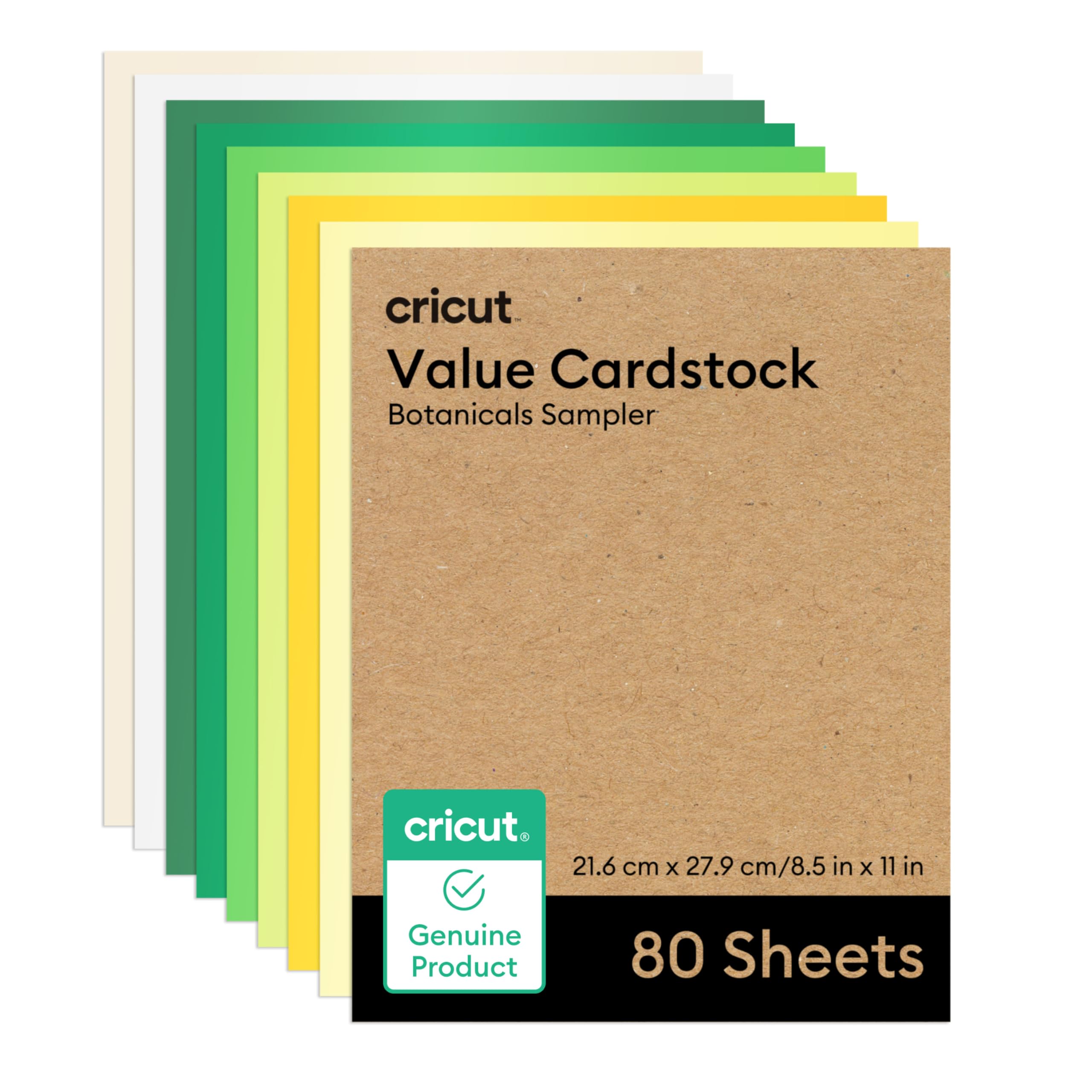 Cricut Value Cardstock Paper, Botanical Sampler - 80 Sheets (8.5" x 11") - Compatible with Joy Xtra, Explore, & Maker Machines - Letter Size