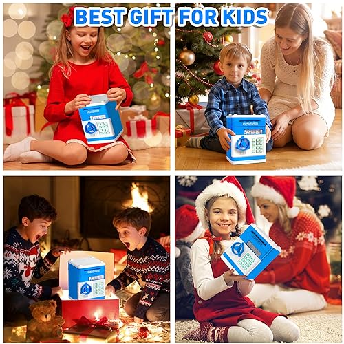 Miniatura 7 de JUNEU Hucha para niños, juguetes para niños de 3, 4, 5, 6, 7, 8 años, alcancía electrónica para ahorrar dinero para niños, mini alcancía estilo