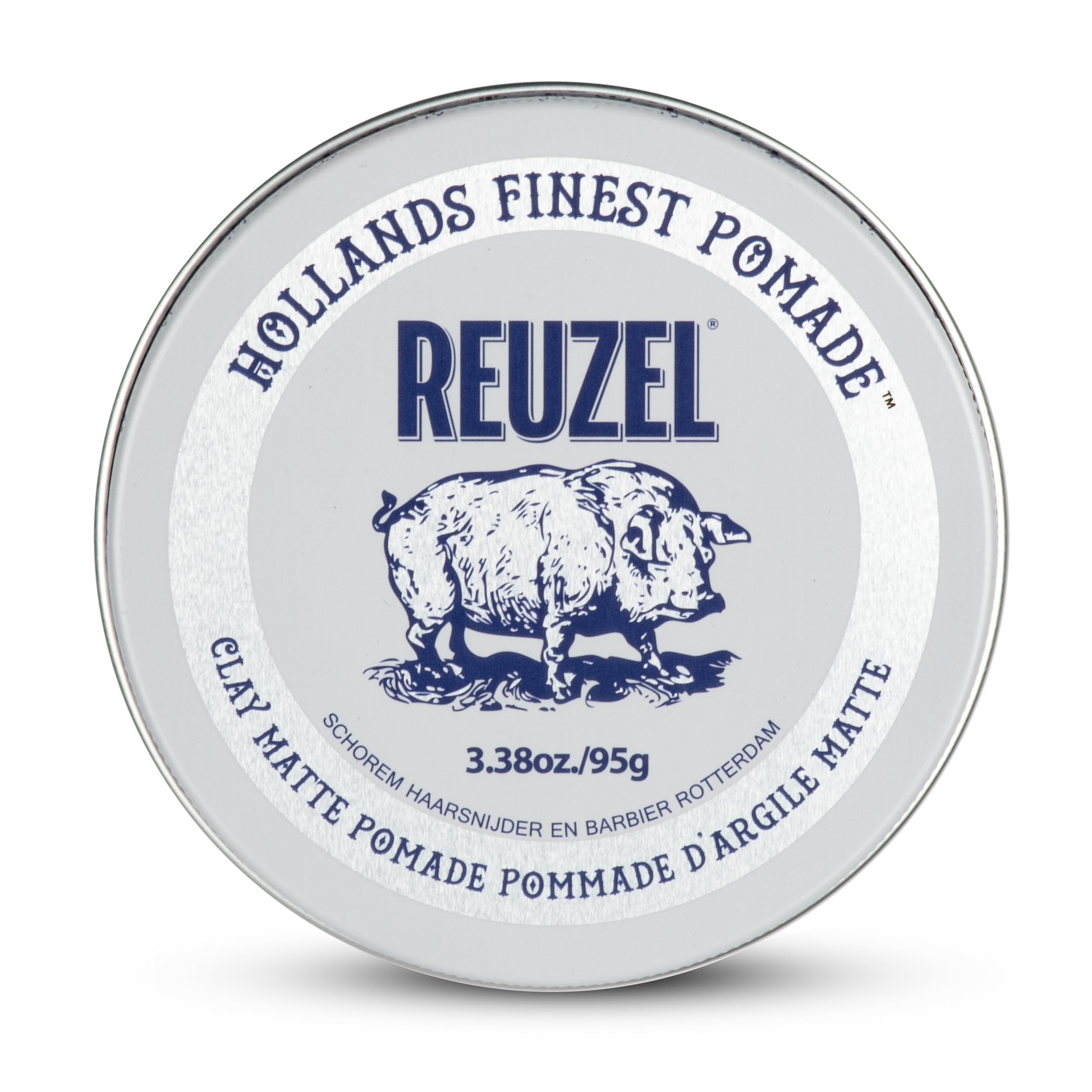 Reuzel Matte Clay Pomade, Gloss Free Pomade, Medium Fixation for Natural Style and Finish, 3.38 oz./95 g