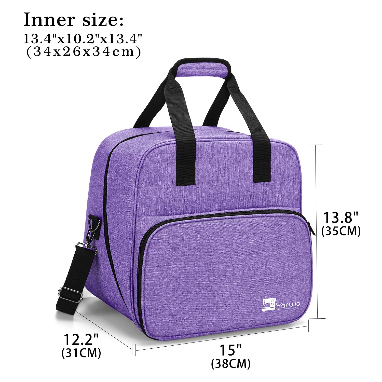 Yarwo Borsa per Macchina da Cucire, Borse da Trasporto per Macchina da Cucire, con Tavola di Legno Inferiore Staccabile e Tasche, Viola
