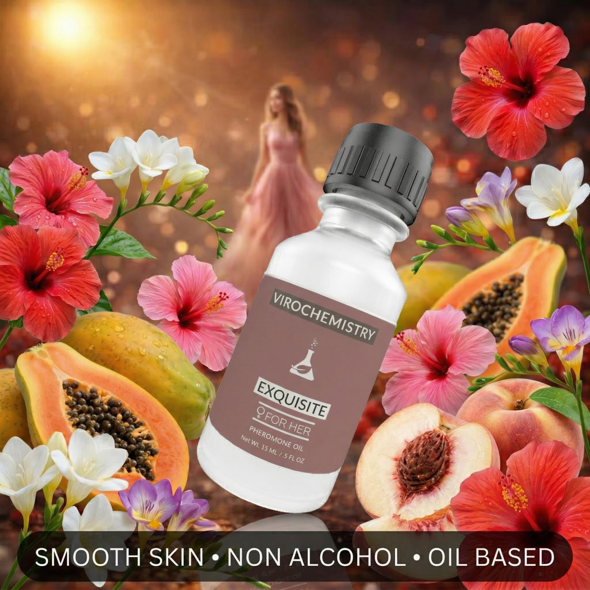 Feromoni per le donne (EXQUISITO) - Elegante profumo organico ultra resistente, 15 ml concentrato [feromoni di grado umano per attirare gli uomini]