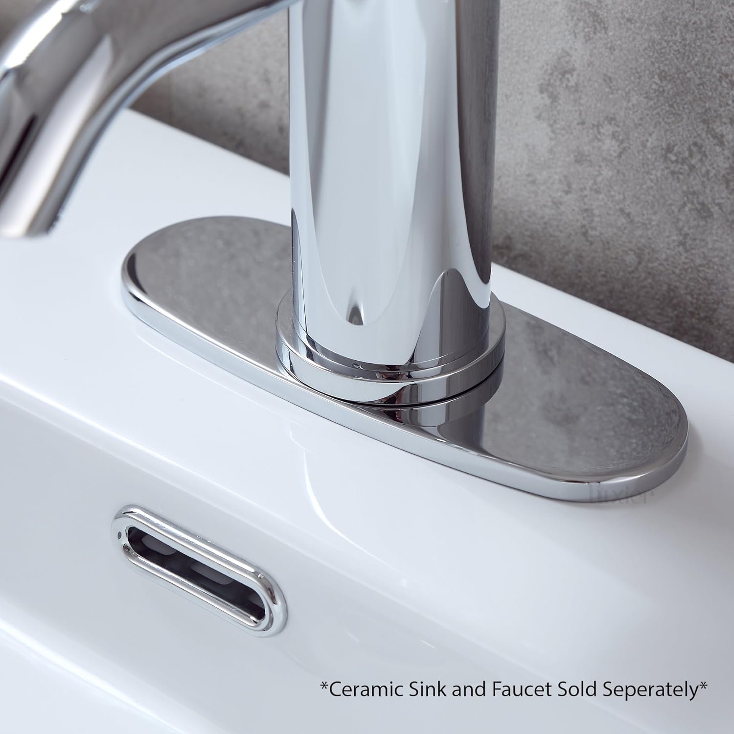 Luxier DKPL-7C Bathroom Vessel Vanity Sink Faucet 4" Hole Cover Deck Plate Escutcheon in Chrome