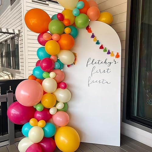 Miniatura 5 de Kit de Arco de Globos de Fiesta Mexicana, 133 piezas Globos Rosa Rubor Azul Turquesa Verde Pastel Naranja Claro Amarillo Coloridos Guirnalda de