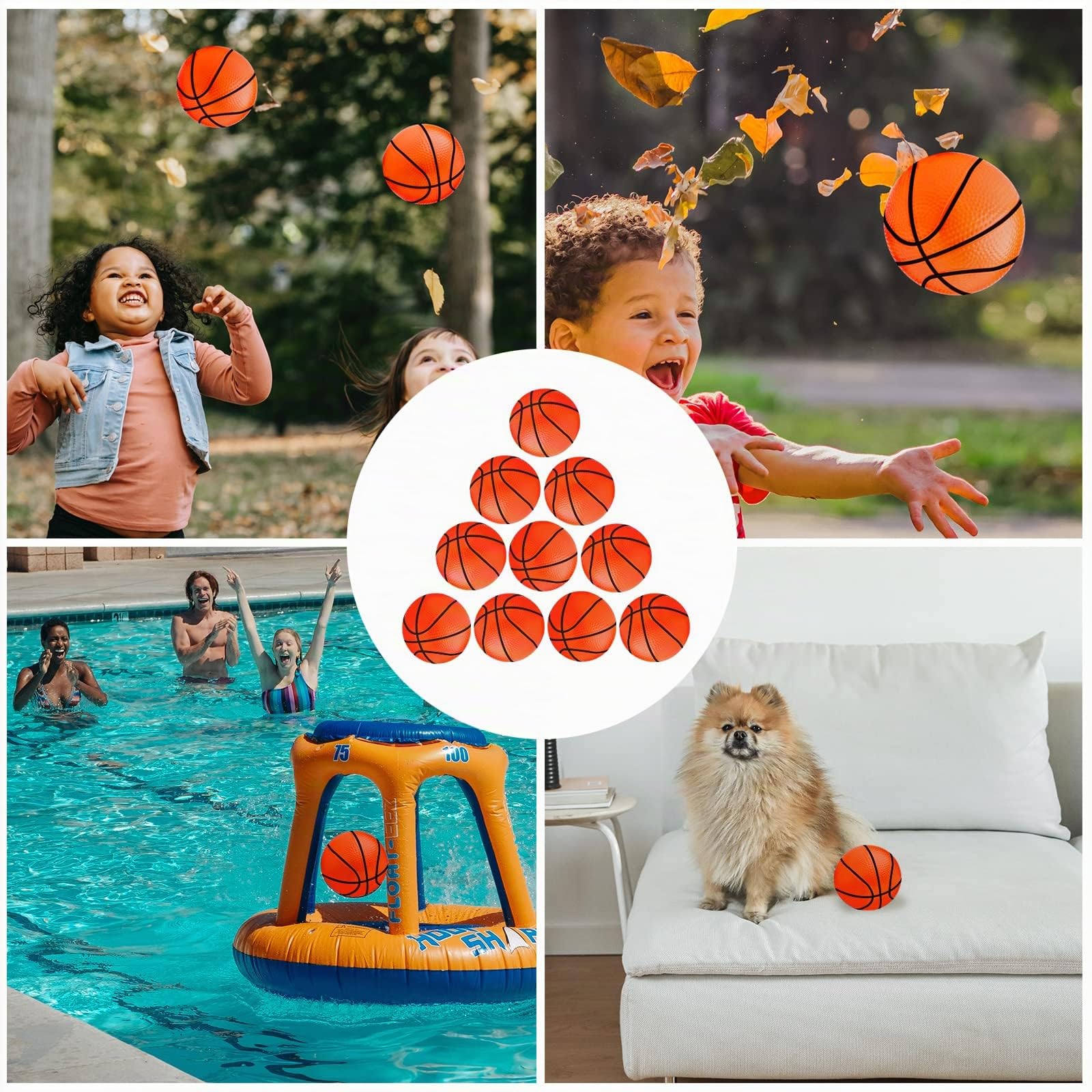 Lot De 10 Mini Ballons De Basket 10 Cm – Caoutchouc Durable – Gonfleur Inclus – Couleur Orange – Pour Enfants, Plage, Anniversaire