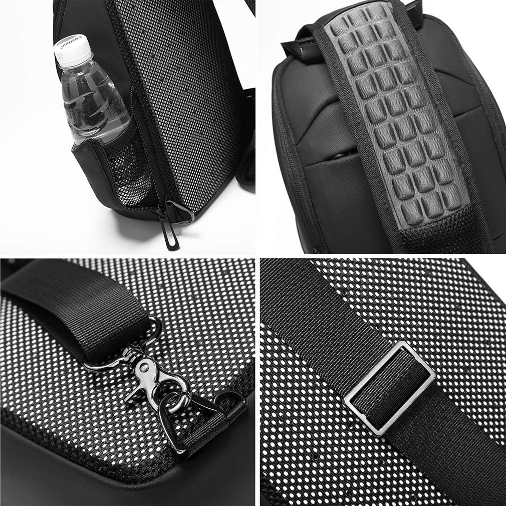 Miniatura 5 de Eurcool Bolsa de hombro para hombre, bolsa de mensajero pequeña, repelente al agua, bolsa cruzada para el pecho, para correr, senderismo, ciclismo