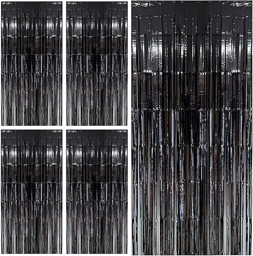 Miniatura 8 de Cortinas de fondo de flecos de papel de aluminio para fiestas, decoraciones de fiesta de cumpleaños, telón de fondo con flecos para fiesta de