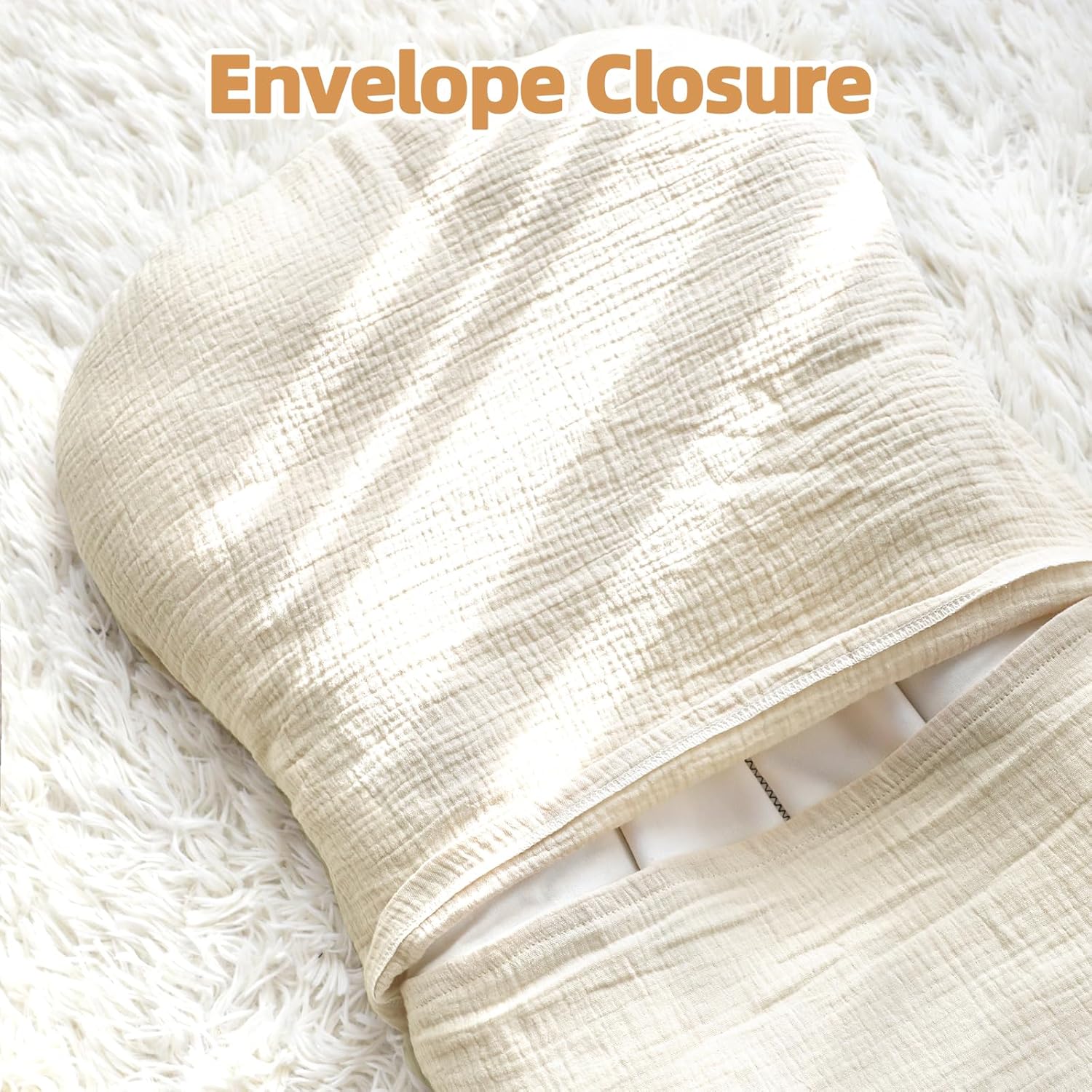 Hooyax Muslin 2-Pack Baby Essentials Bundle: Lounger Cover and Nursing Pillow Covers | 100% Cotton Soft & Breathable | Newborn & Breastfeeding Accessories (Wheat)