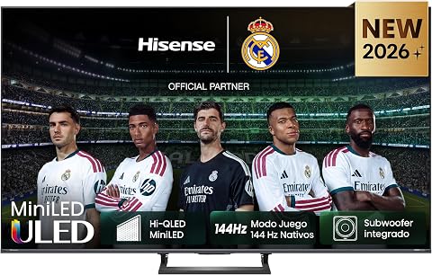 Hisense 65E8S - MiniLED Smart TV 65 Pulgadas, Hi-QLED MiniLED, Modo Juego 144 Hz Nativos, Subwoofer Integrado, Hi-View AI Engine, Total HDR Solution, Filmmaker Mode, Control por Manos Libres