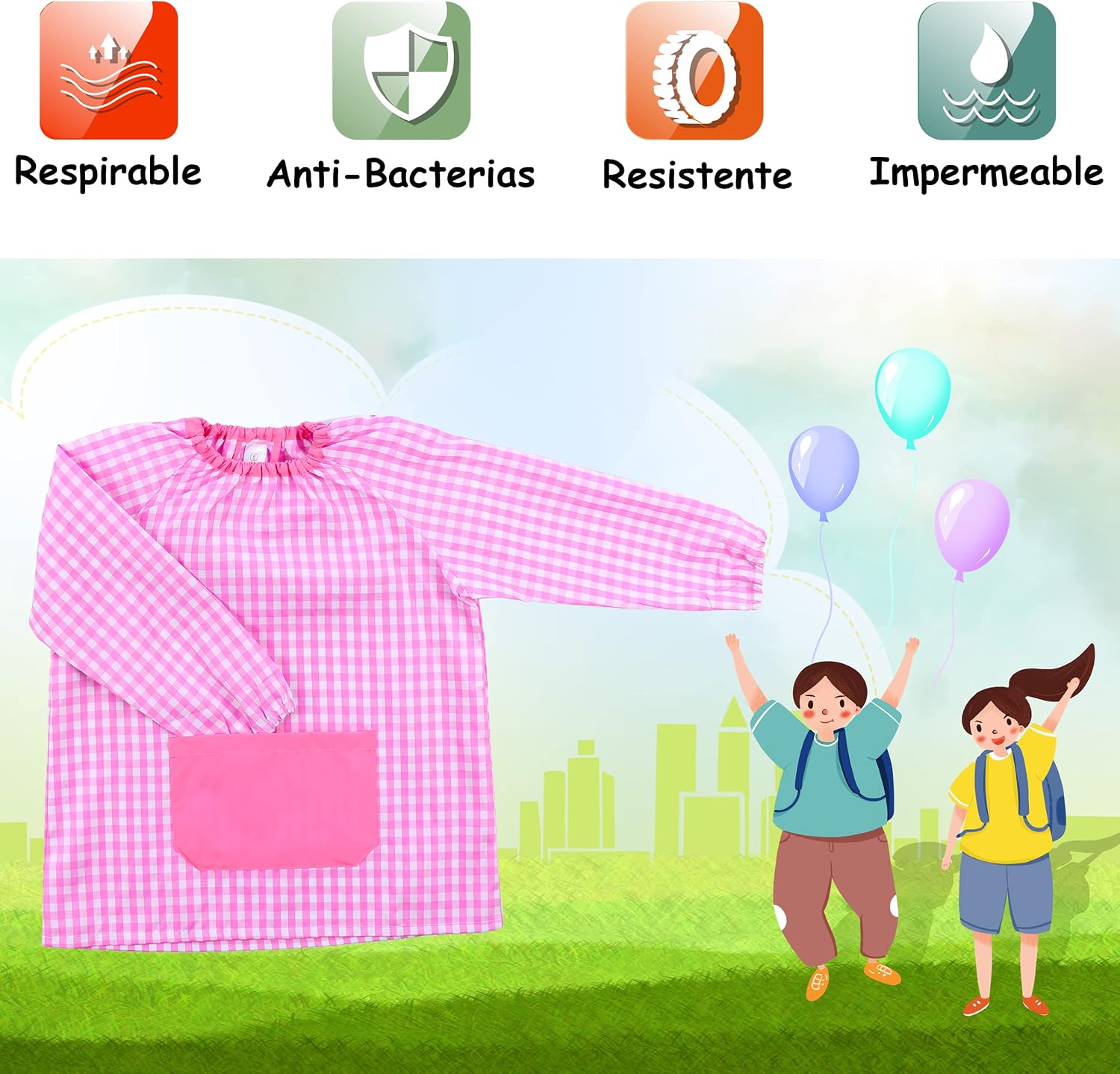 H HANSEL HOME Bata Escolar Baby Escolar Babi para Colegio Infantil Sin Botones Niño y Niña - Mise en situation et utilisation