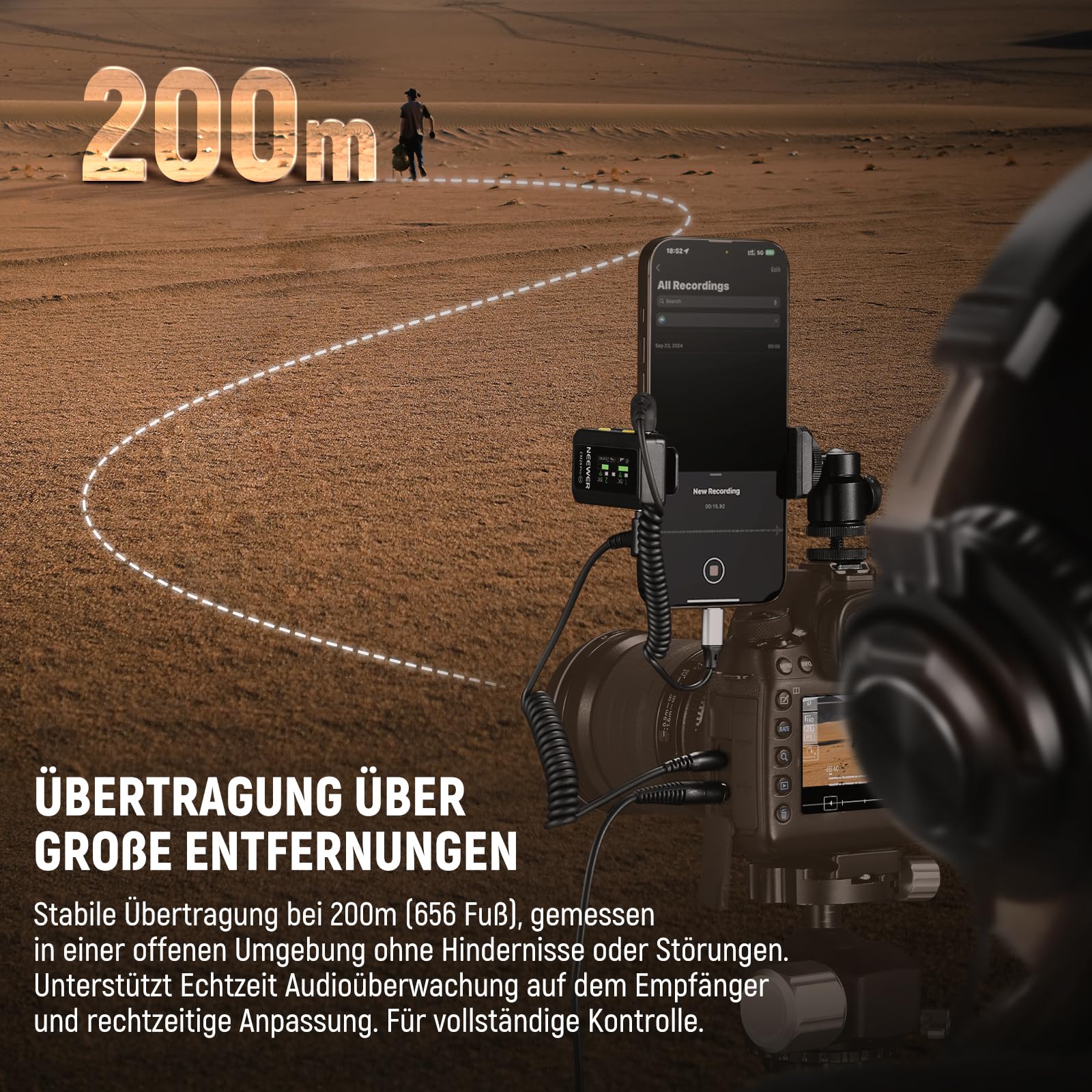 NEEWER CM28 PRO drahtloses Lavalier Mikrofon + Ladecase, Geräuschunterdrückung, 9 Stunden Aufnahmezeit, 4GB Speicher, Mini Ansteckmikrofon, kompatibel mit USB C iPhone iPad Android Kameras PCs Laptops
