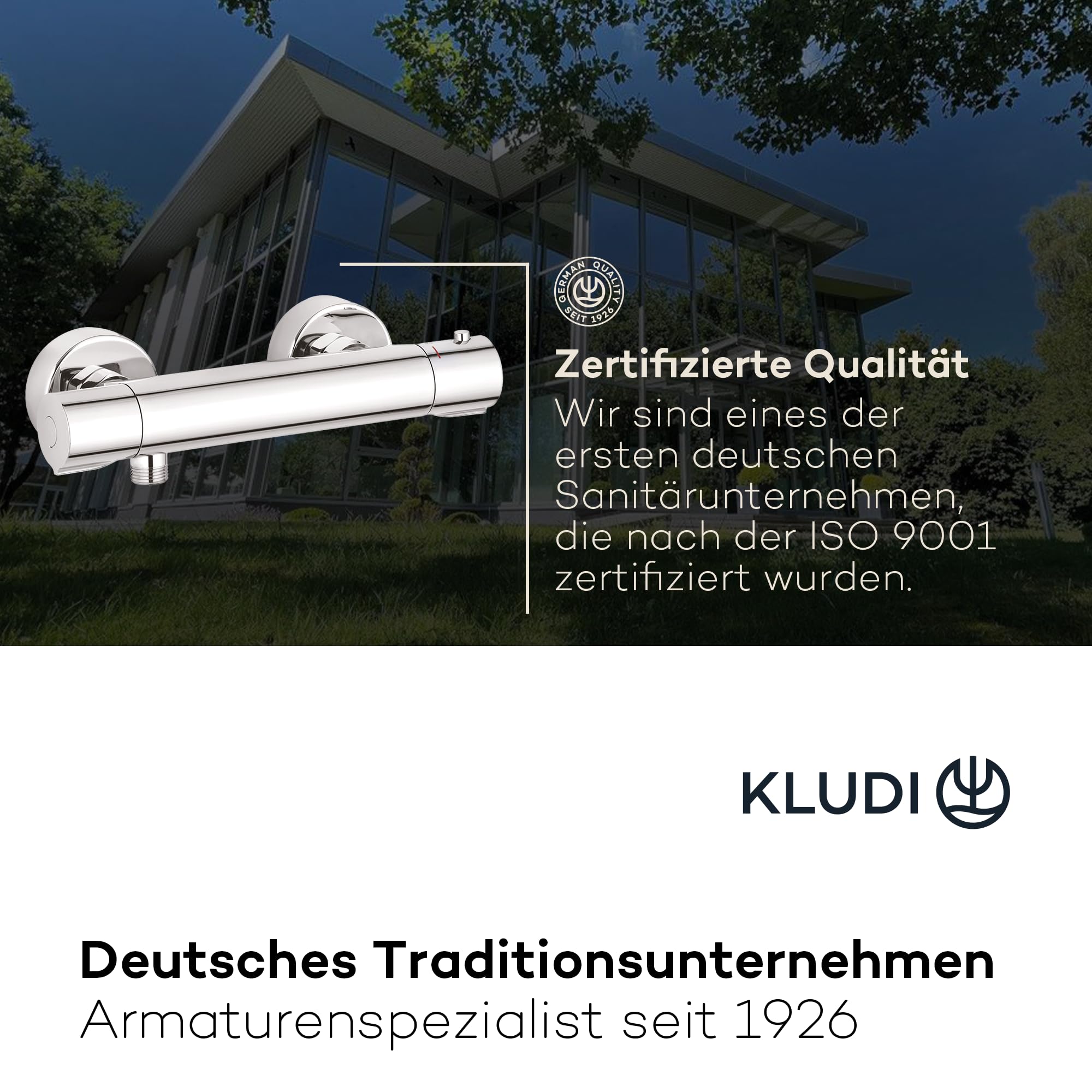KLUDI Duscharmatur Duschthermostat mit Temperaturbegrenzung, Aufputz-Brausearmatur, für 1 Verbraucher, Wandmontage, Sicherheitssperre, Chrom, 350020538
