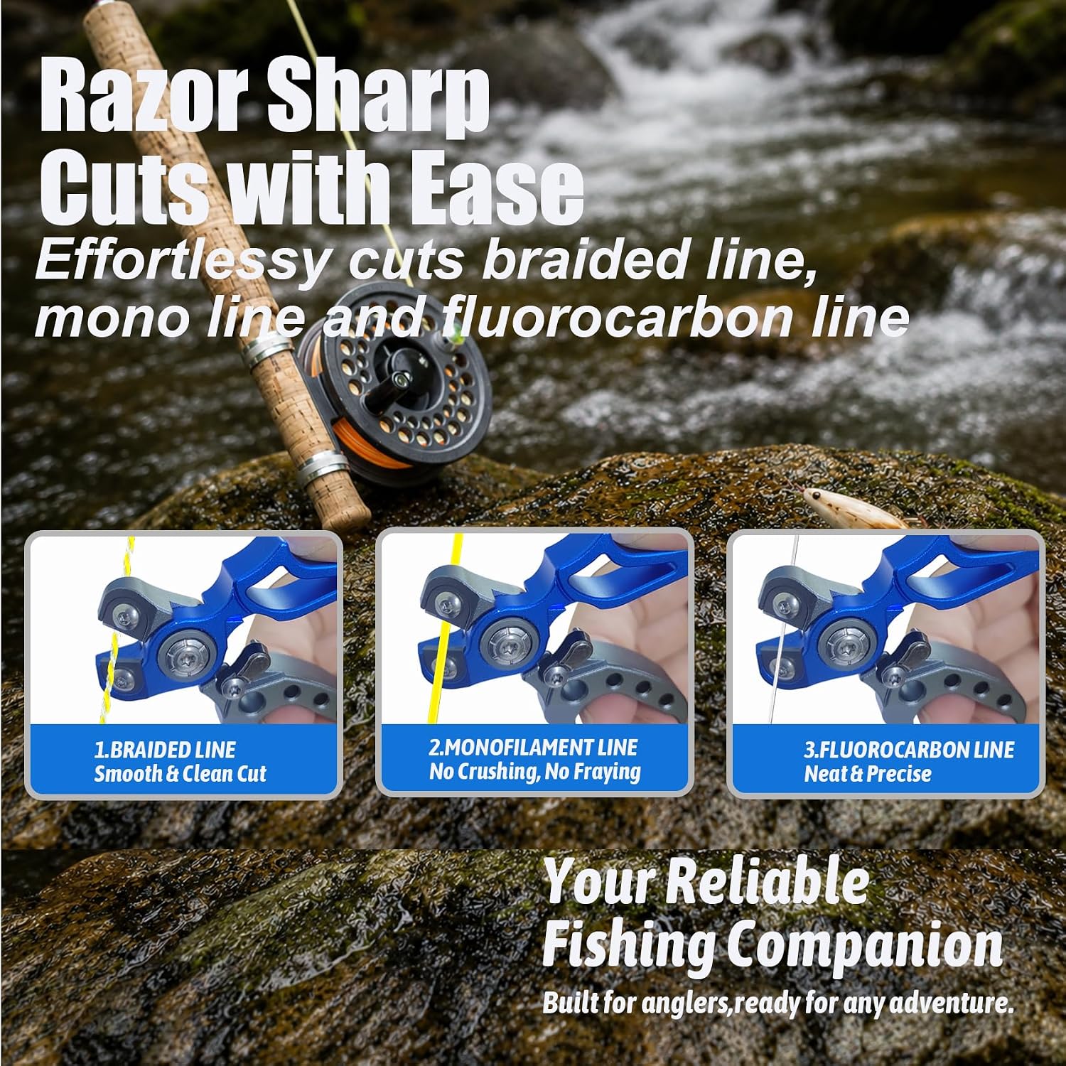 Eupheng Aluminum Mini Fishing Line Cutters with Retractor, Braided Line Cutter with Tungsten Carbide Blade, Inline Lightweight Fishing Nippers Clipper for Braided Line, Mono and Fluorocarbon