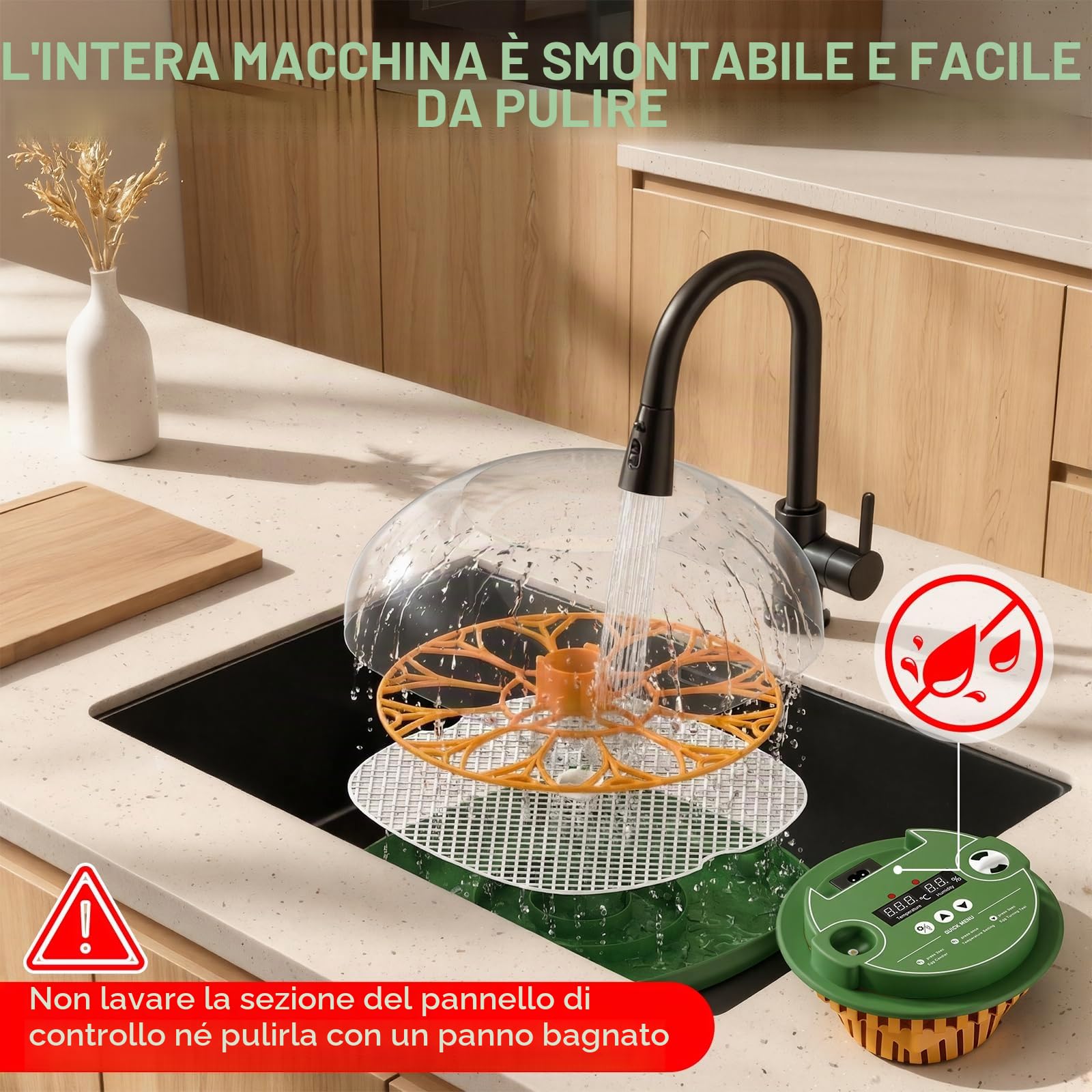 Incubatrice completamente automatica per 12 uova, incubatrice per polli con rifornimento automatico dell'acqua e voltauova automatico, controllo dell'umidità, ovoscopio per polli, anatre e uova di