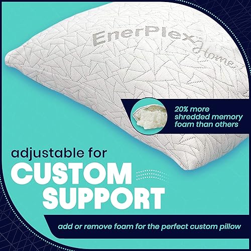 Miniatura 3 de EnerPlex Almohadas de espuma viscoelástica  Paquete de 1 almohada ajustable con certificación CertiPUR-US tamaño King para dormir con espuma extra y