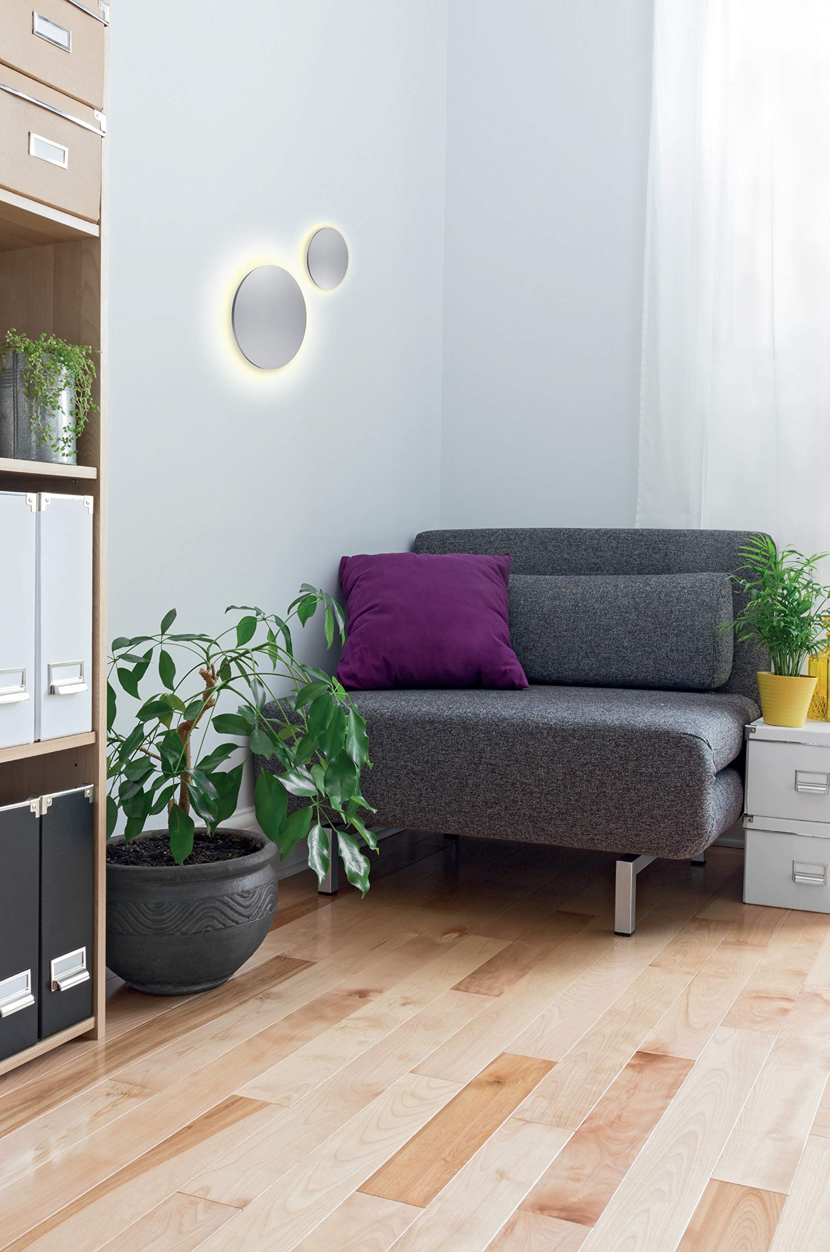 Mantra Iluminación. Modello BORA - Applique circolare da 18 cm di diametro realizzato in alluminio e acrilico finitura in colore nero opaco. Fonte di luce LED 12 W 3000 K 1080 lm (incl.)