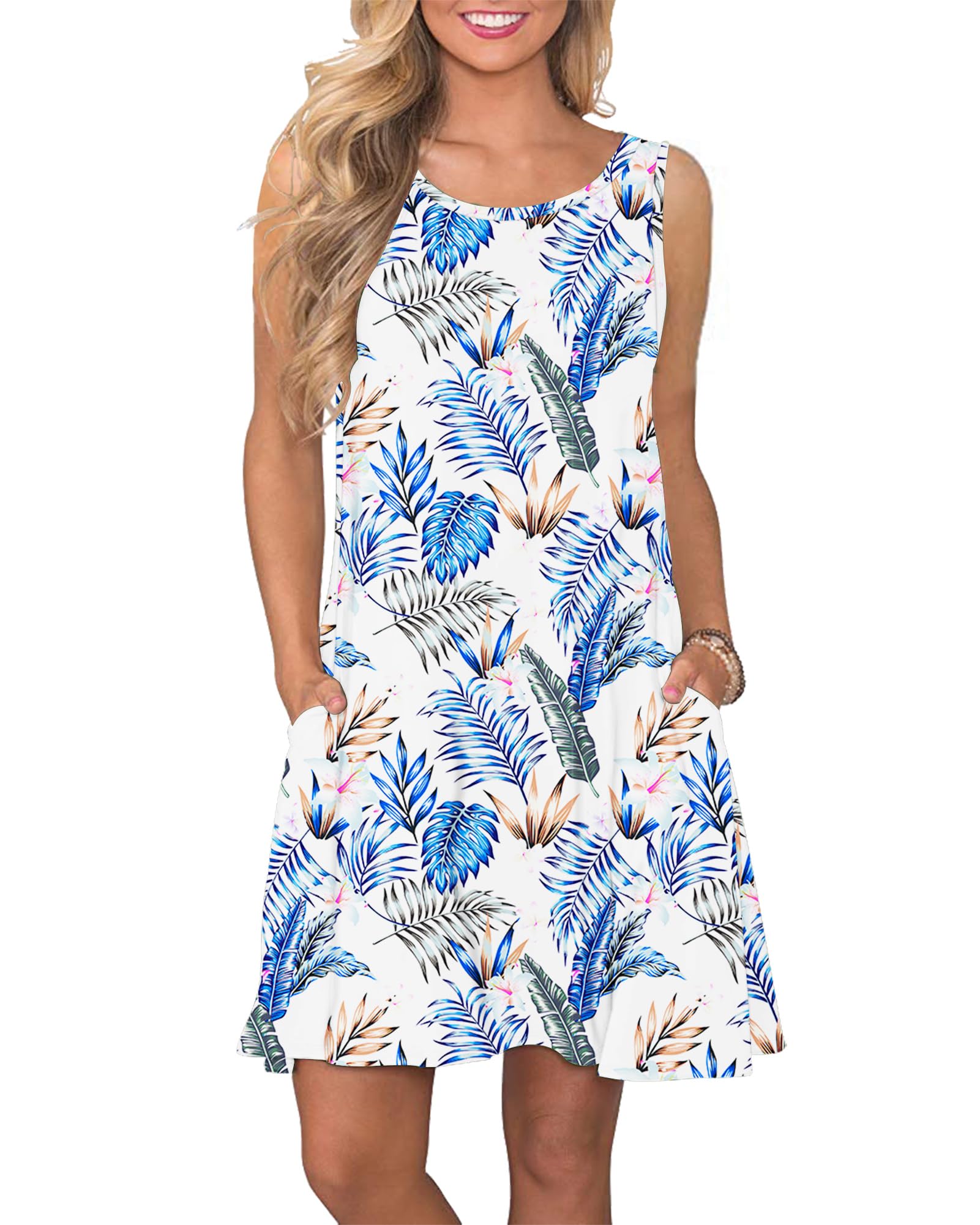 WNEEDU Boho Abiti Estivi da Donna Prendisole da Spiaggia Senza Maniche