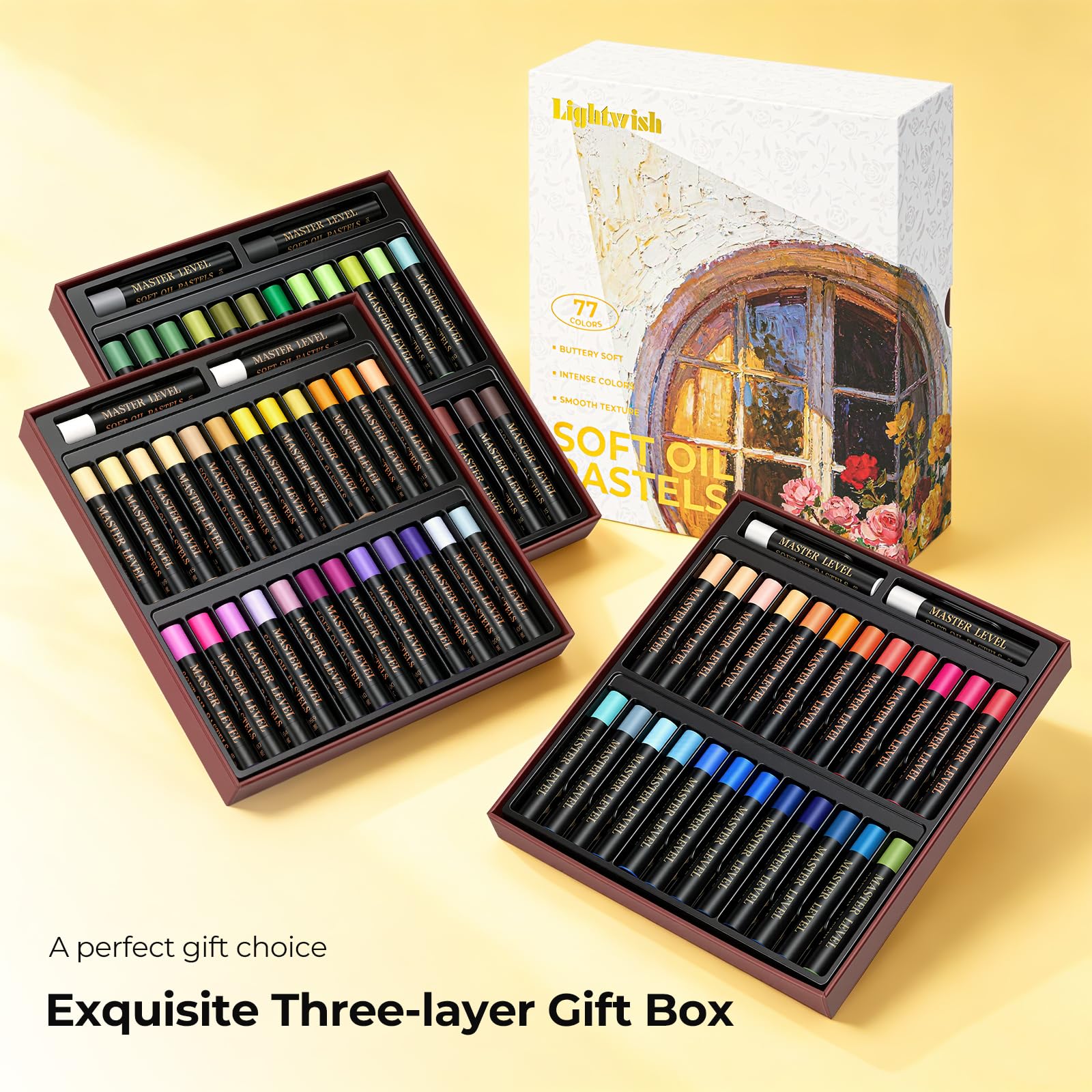 LIGHTWISH Pasteles al óleo suaves, juego de 77 colores florales (78 unidades, 2 blancos incluidos), textura suave y suave, alta resistencia a la luz, ideal para artistas, estudiantes y principiantes