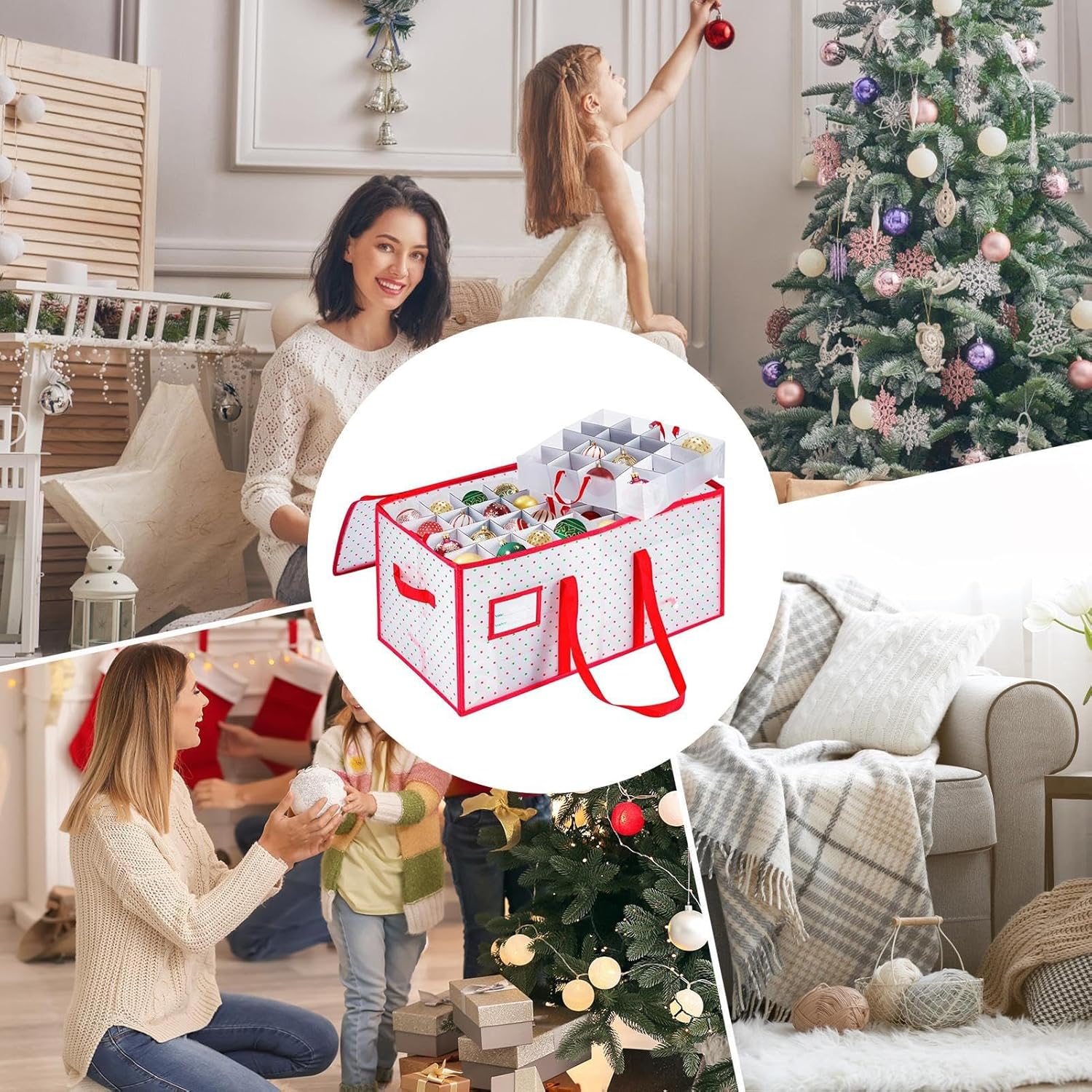 Christmas Ornament Storage - 128 Compartments 8-tier Festival Decoration Container - Christmas Balls Organizer Box - for Holiday Party Bedroom Living Room Home Garage Dormitory Wardrobe
