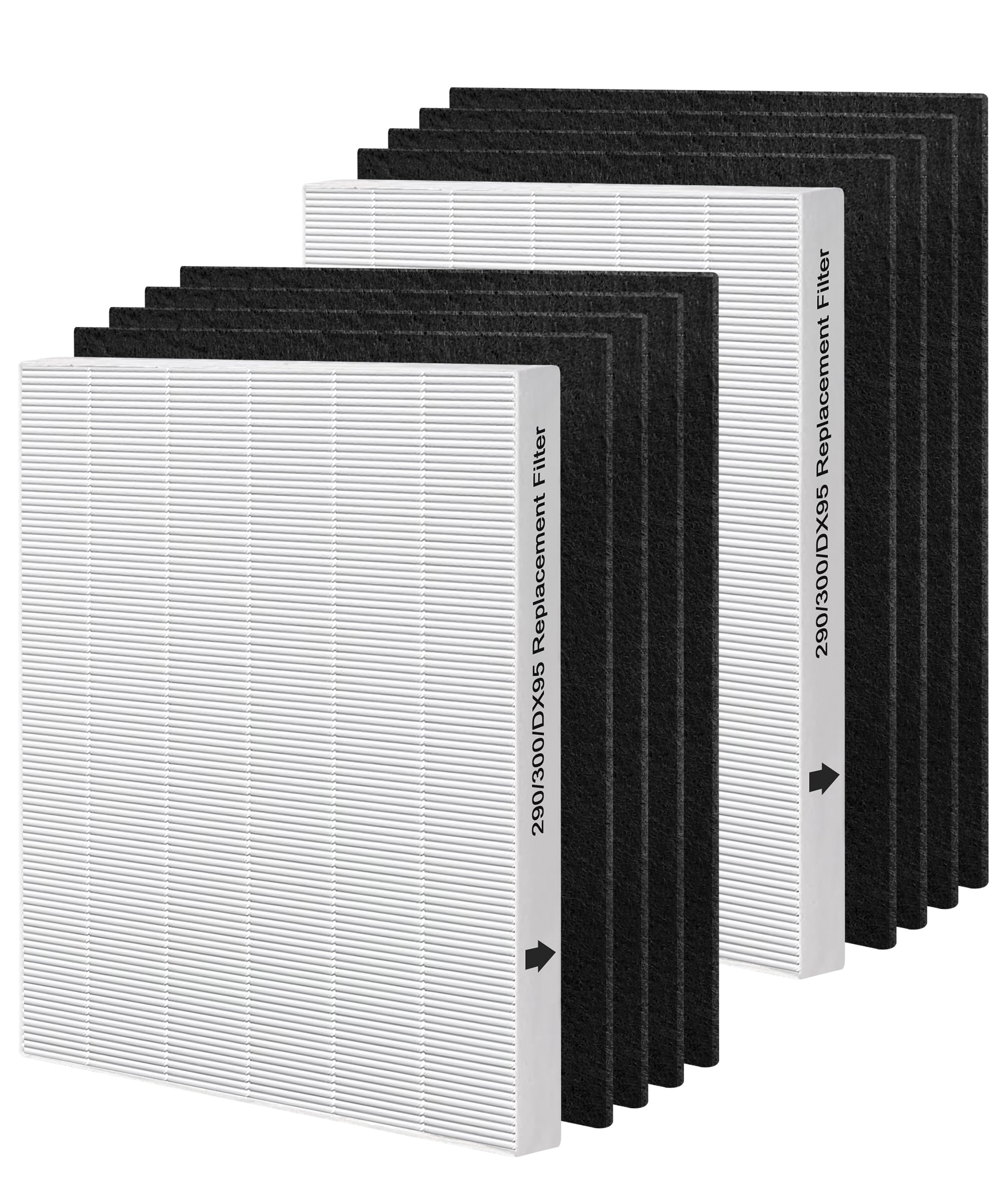 Byseacore HEPA Filter Replacement Compatible with Fellowes AeraMax 290/300/DX95 Air Purifiers and HF-300/AP-300PH, 2 HEPA(H13) Filter + 8 Activated Carbon Pre-filter, Part# 9287201
