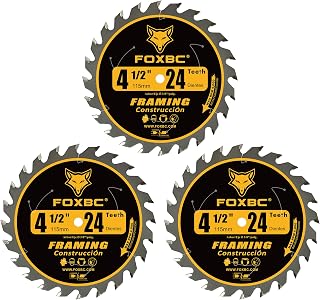 FOXBC 4-1/2 Inch Carbide Circular Saw Blade 24T Framing Wood Cutting with 3/8-Inch Arbor